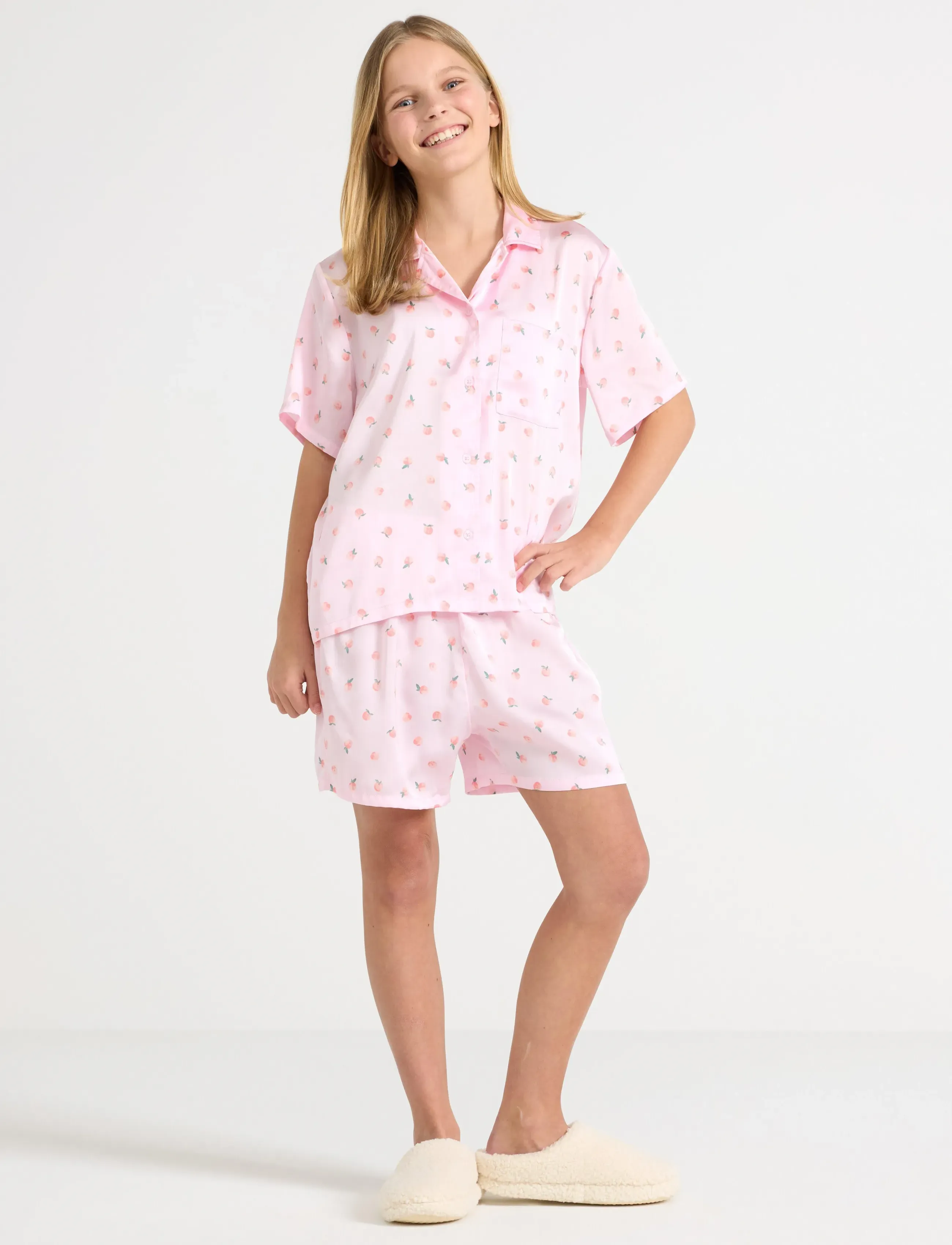 Lindex Pyjama Set In Satin, 128, Pink, Pyjamas > Pyjamas-Sæt, Børn