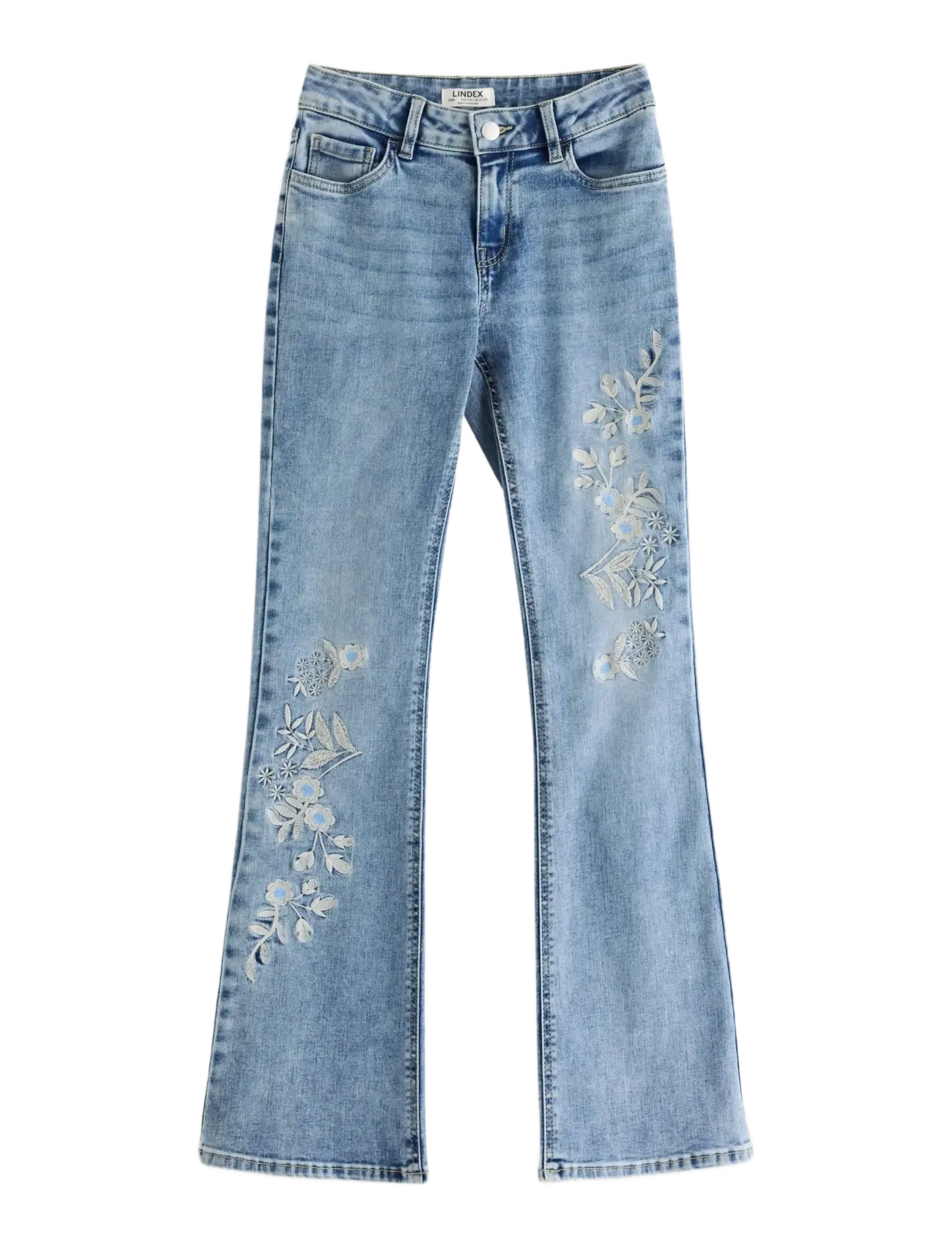 Lindex FREJA Flared leg jeans with embroidery - Voir tout - LIGHT DENIM / blue