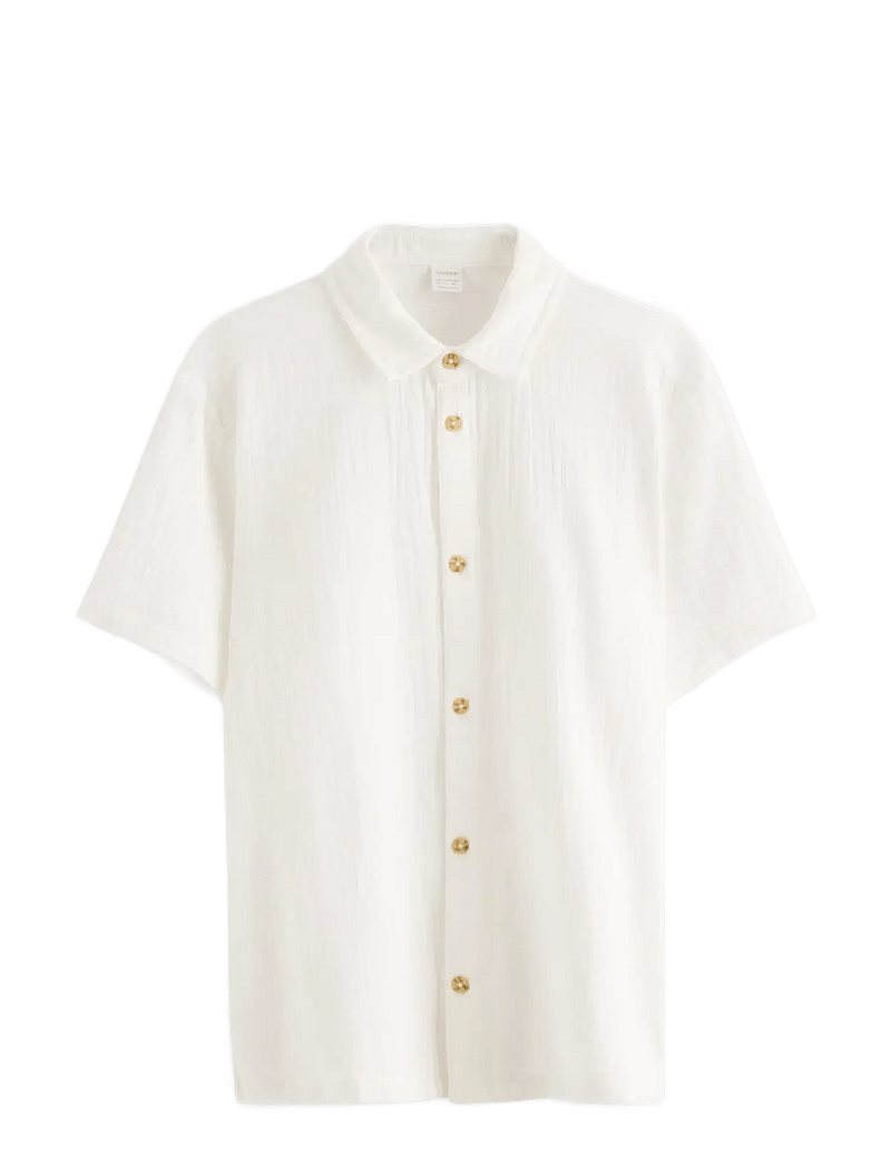 Lindex - Shirt in cotton gauze - kortærmede skjorter - off white - 1