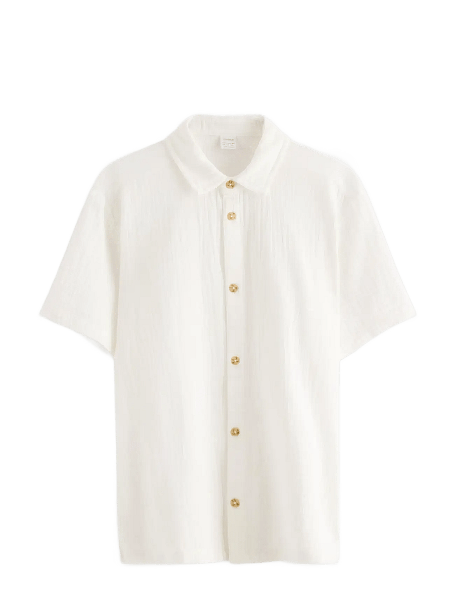 Lindex - Shirt in cotton gauze - overhemden met korte mouwen - off white - 1