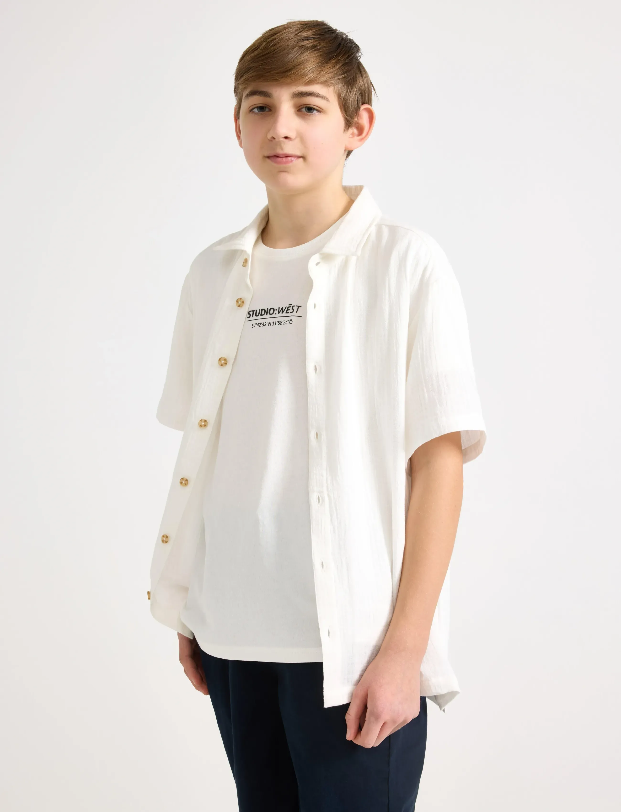 Lindex Shirt in cotton gauze - Oberteile - OFF WHITE / cream
