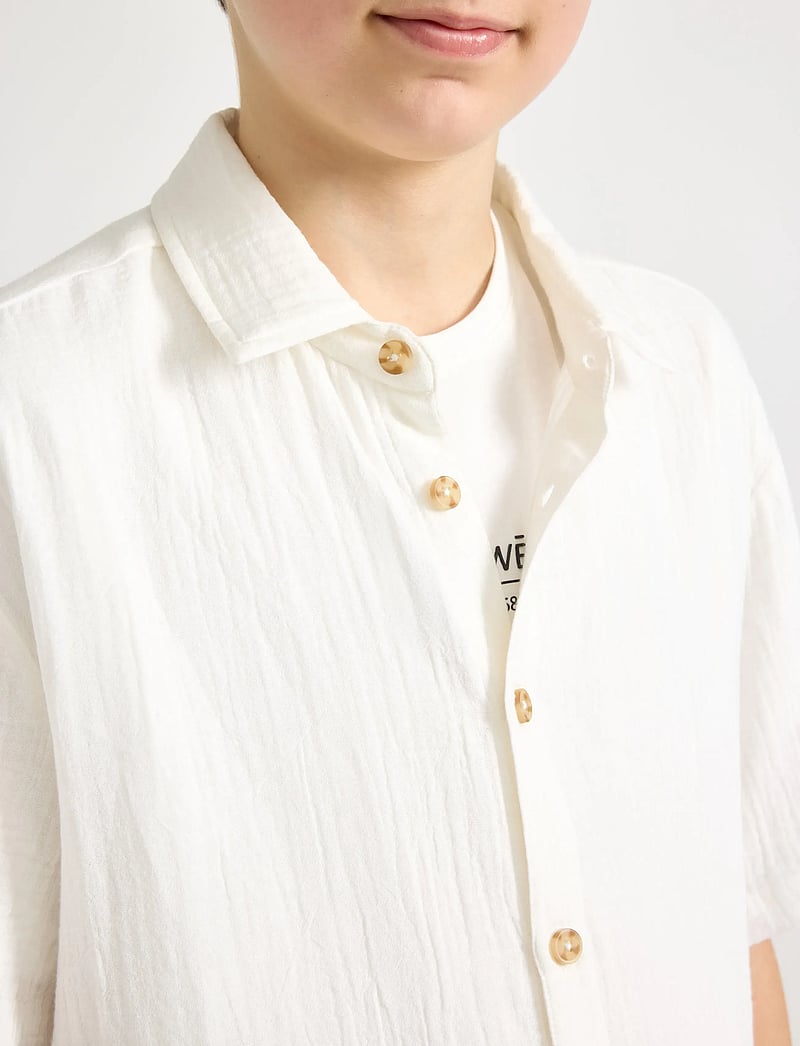 Lindex - Shirt in cotton gauze - kortærmede skjorter - off white - 4