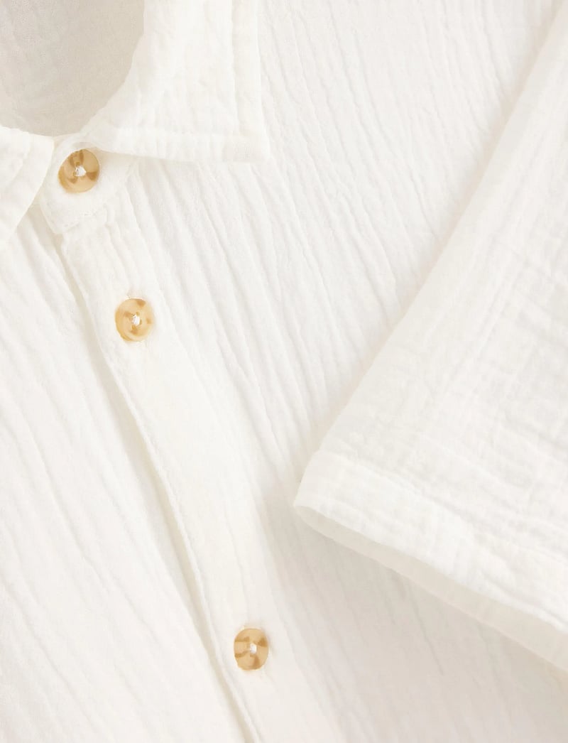 Lindex - Shirt in cotton gauze - kortærmede skjorter - off white - 5