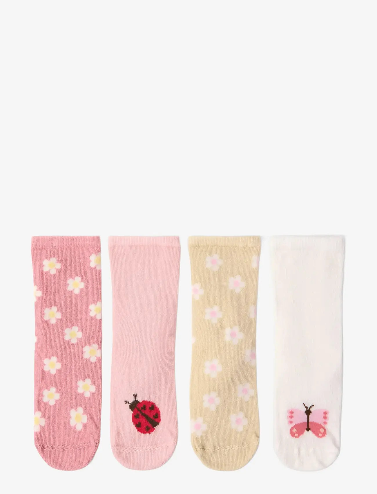 Lindex - Socks 4 p w pattern - babysokker - light dusty pink - 0
