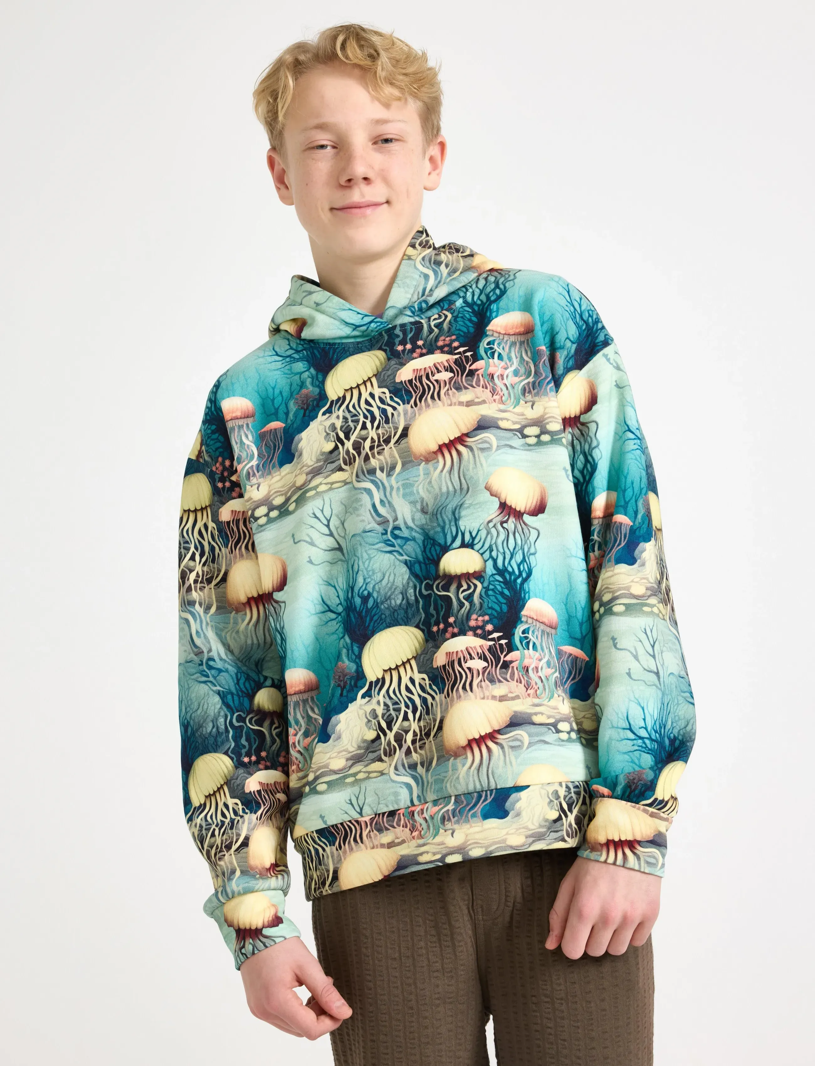 Lindex Hoodie With Brushed Inside, 128, Sweatshirts & Hoodies, Grün - Kinder