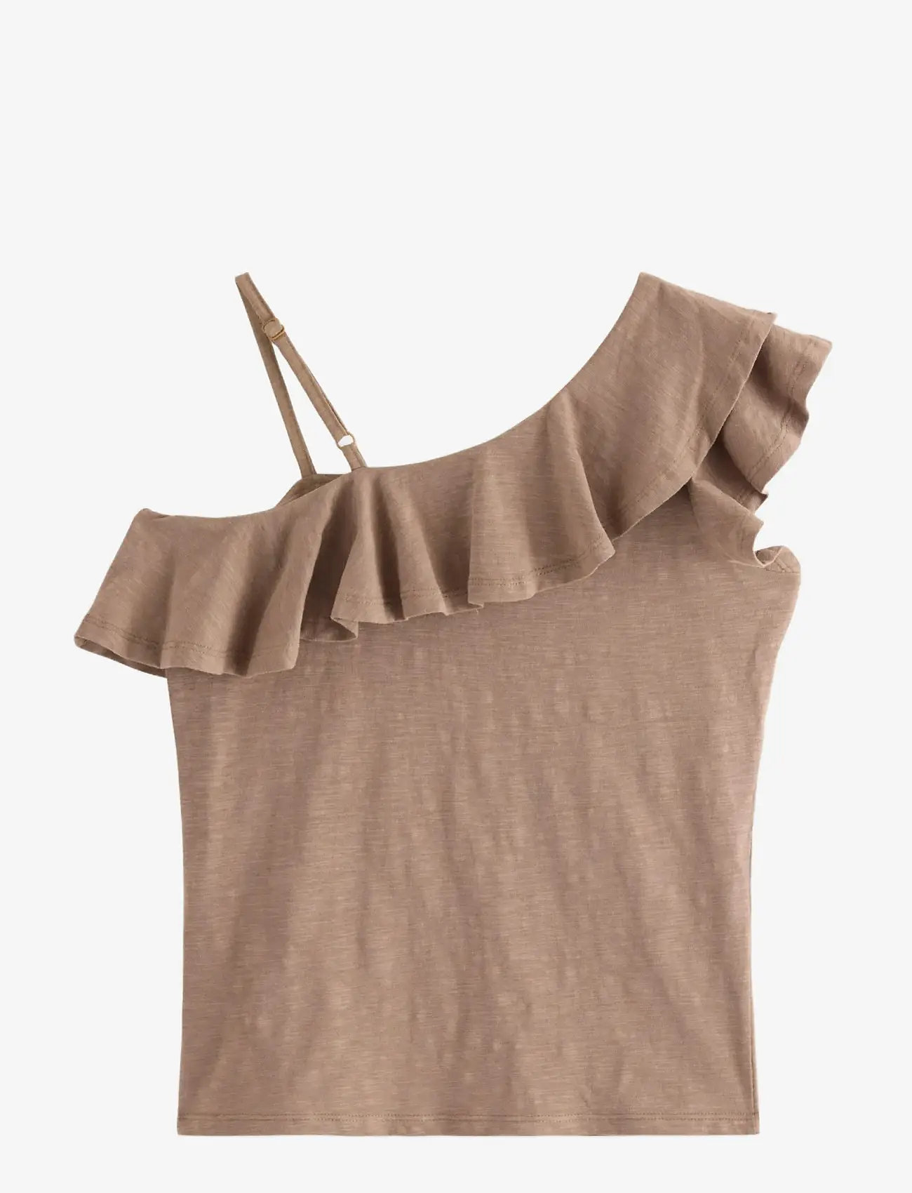 Lindex - Top in slub jersey with one shoulder design - Õlapaeltega topid - light dusty brown - 2