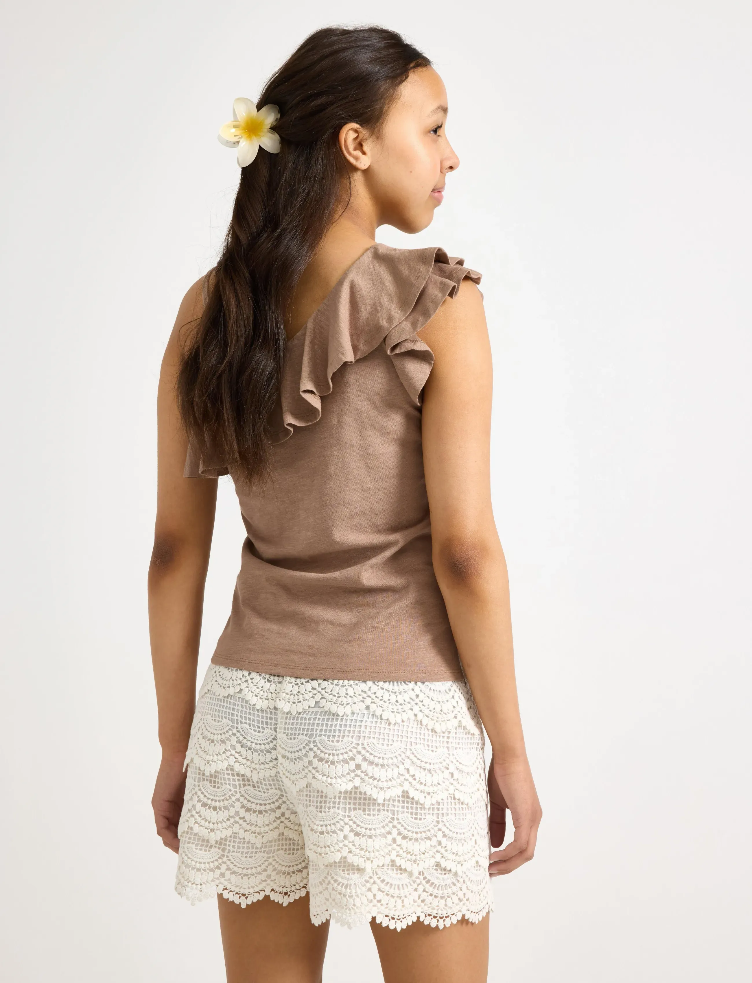 Lindex - Top in slub jersey with one shoulder design - topi bez piedurknēm - light dusty brown - 3