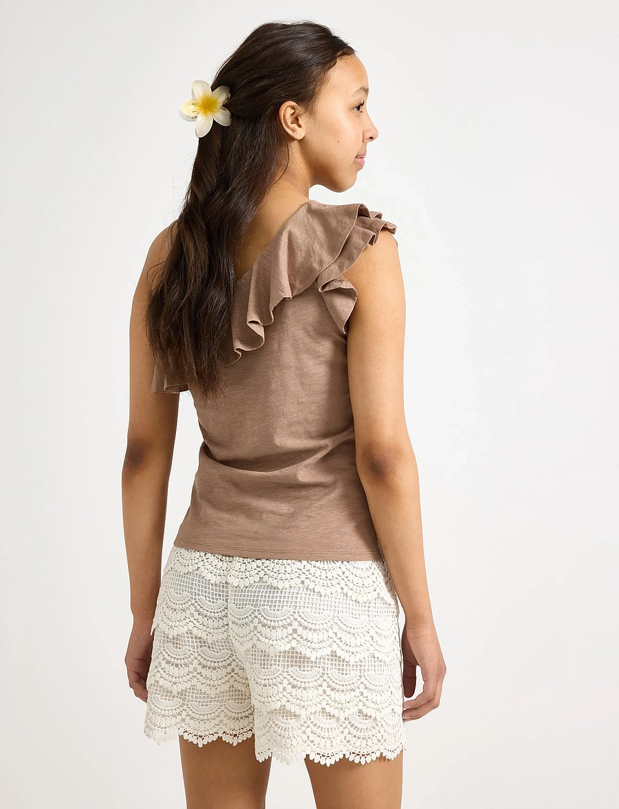 Lindex - Top in slub jersey with one shoulder design - tanktops - light dusty brown - 3