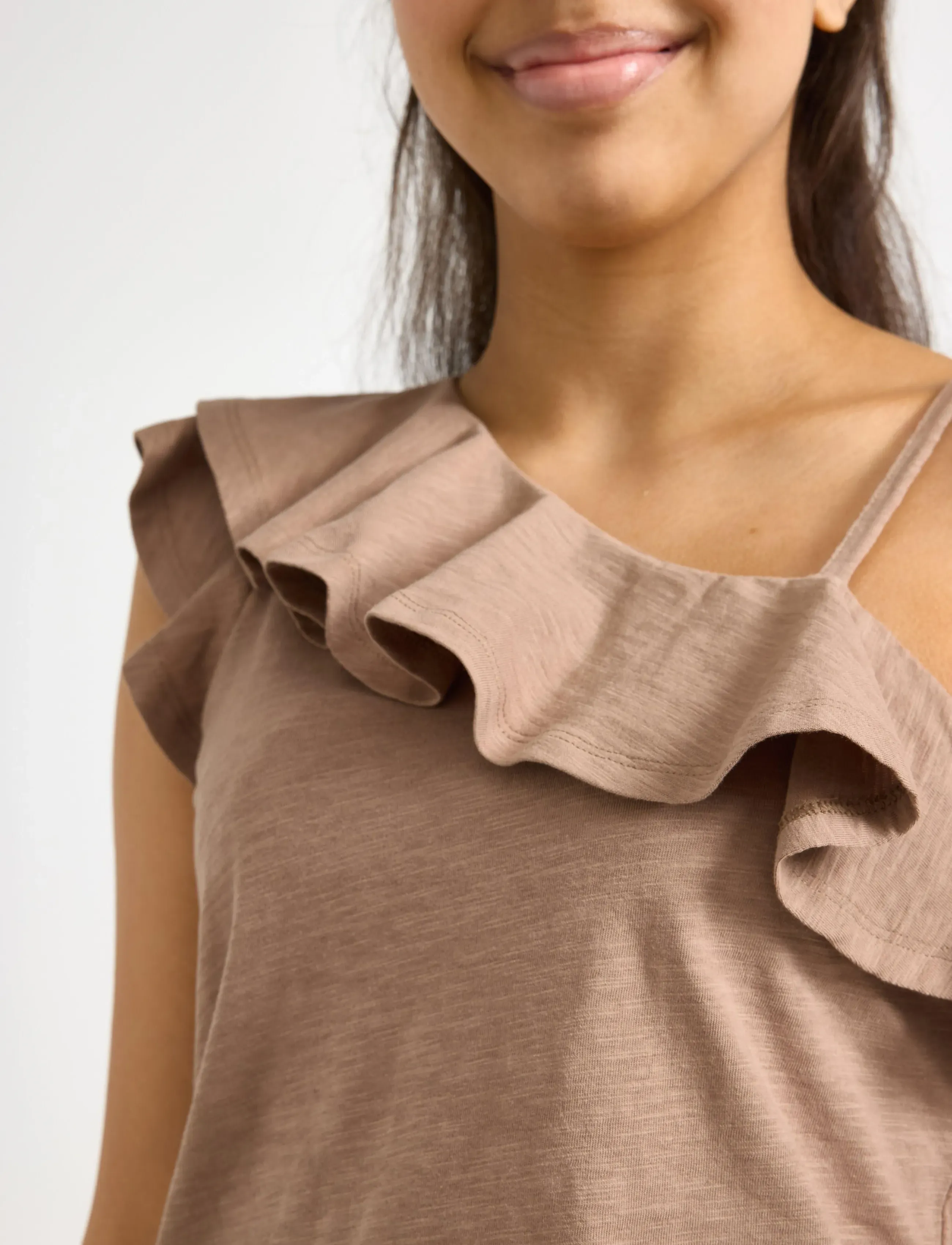 Lindex - Top in slub jersey with one shoulder design - topi bez piedurknēm - light dusty brown - 4