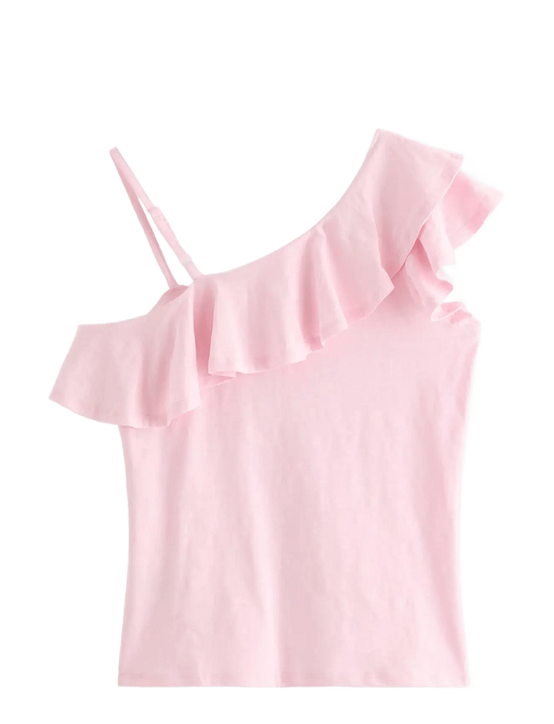 Lindex - Top in slub jersey with one shoulder design - tanktops - light pink - 2