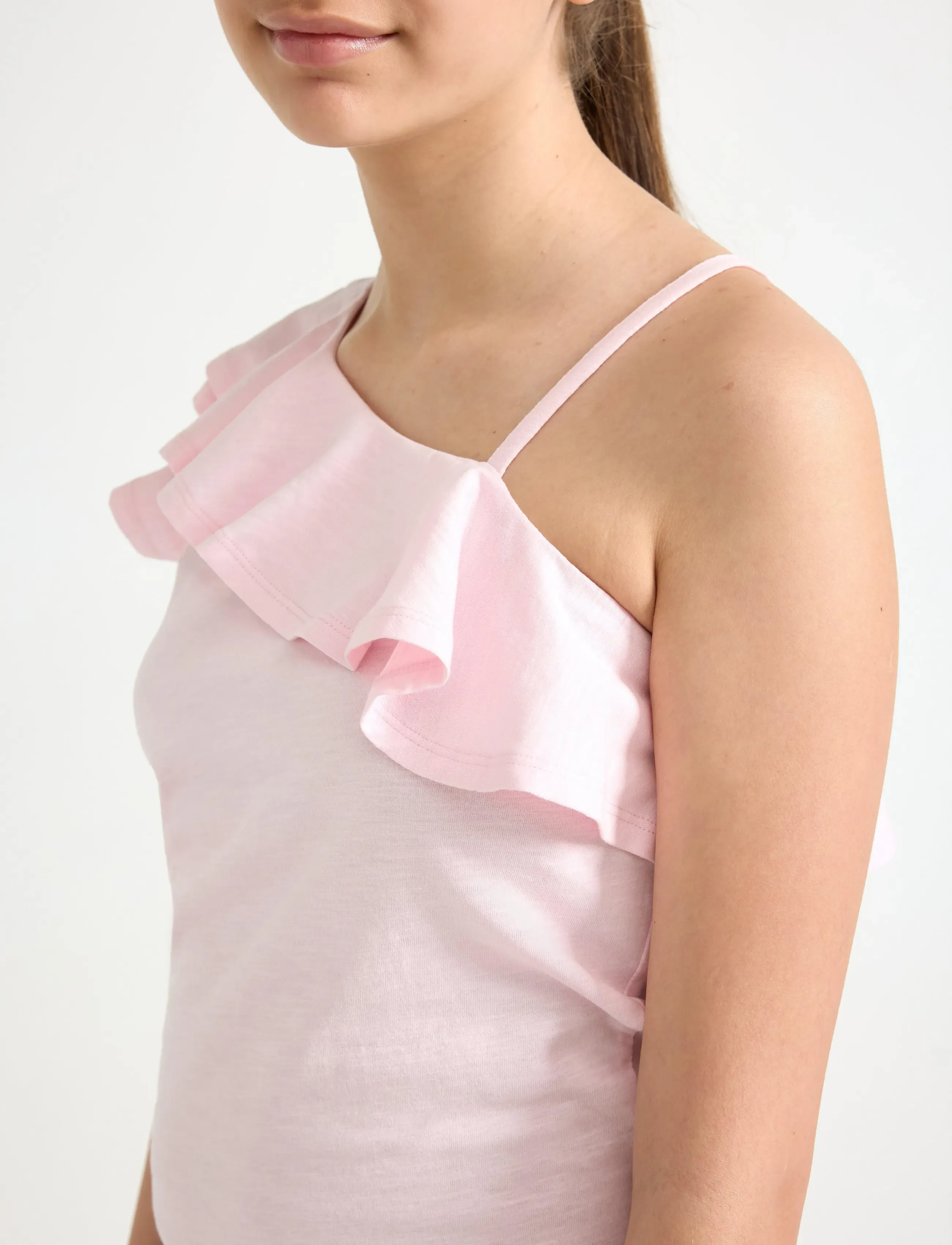 Lindex - Top in slub jersey with one shoulder design - tanktops - light pink - 4