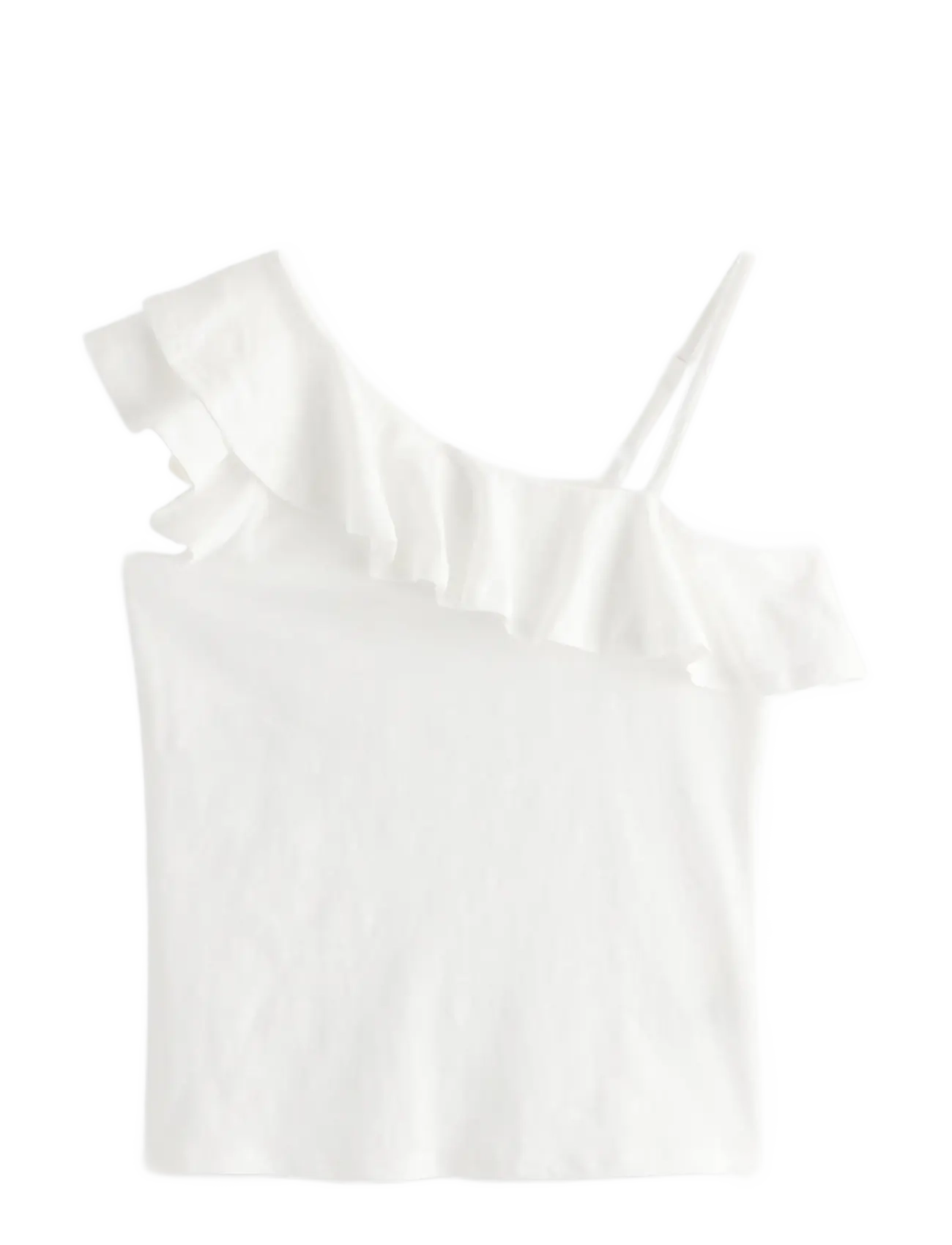 Lindex Top in slub jersey with one shoulder design - Overdele - OFF WHITE / white
