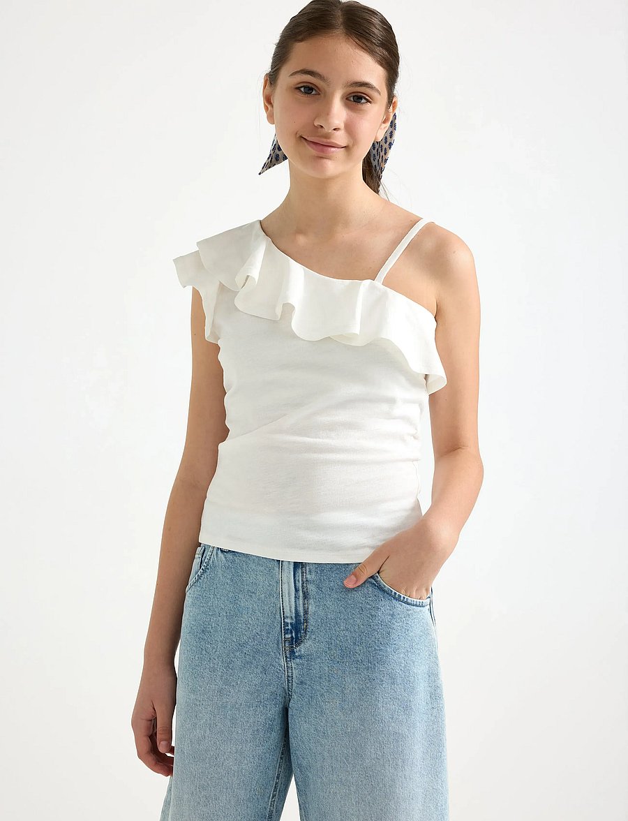 Lindex - Top in slub jersey with one shoulder design - tanktops - off white - 0