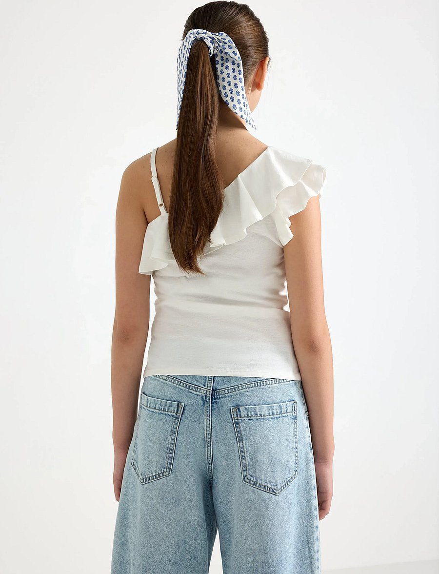 Lindex - Top in slub jersey with one shoulder design - tanktops - off white - 3