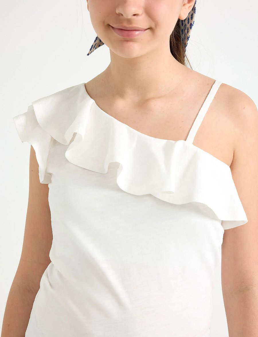 Lindex - Top in slub jersey with one shoulder design - tanktops - off white - 4