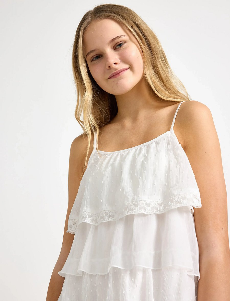 Lindex - Flounce dress - Ärmellose freizeitkleider - off white - 4