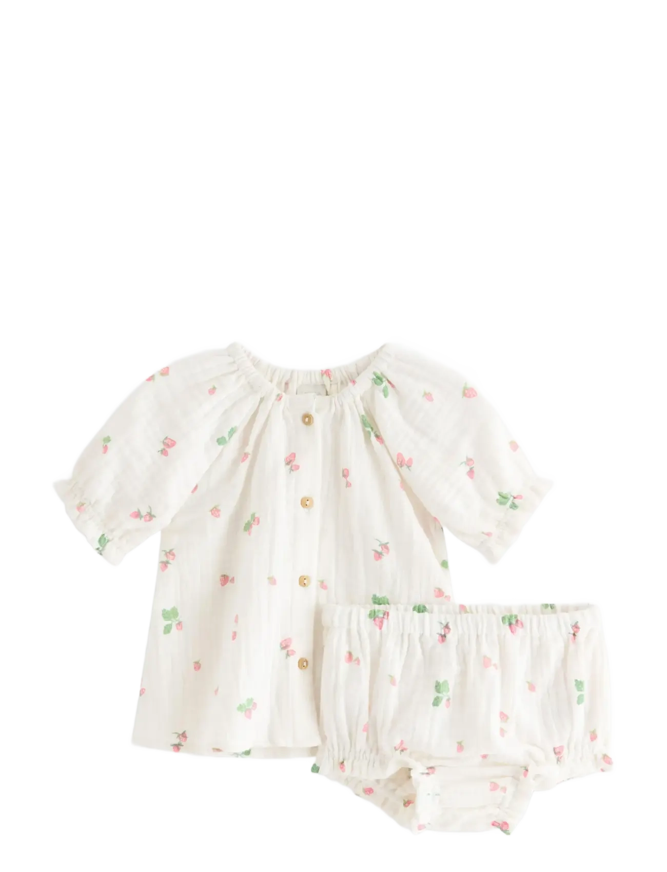 Lindex Set - Blouse And Bloomers, 62, Cream, Sæt > Sæt Med Kortærmet T-Shirt, Børn