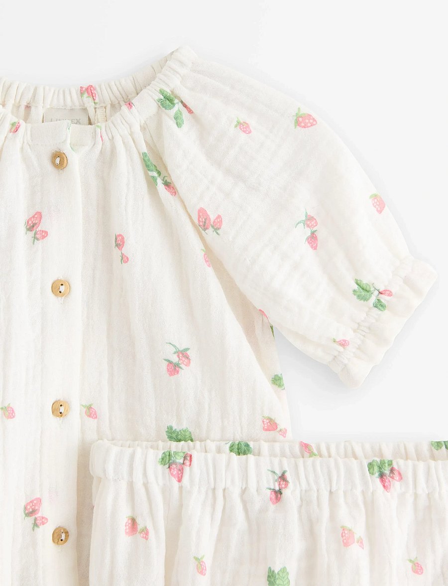 Lindex - Set - blouse and bloomers - sæt med kortærmet t-shirt - light dusty white - 2