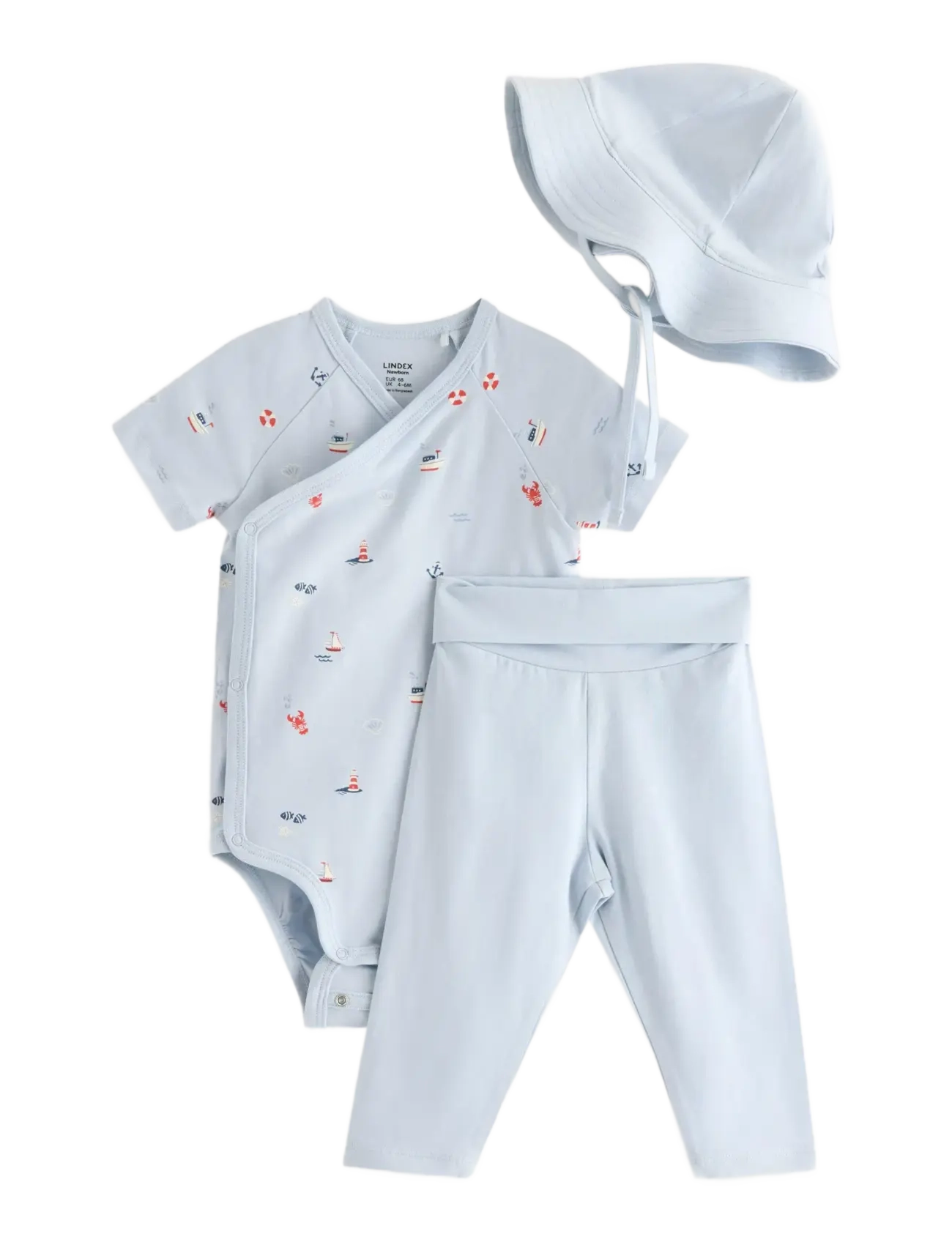 Lindex 3-piece baby starter kit - Baby 44-92 - DUSTY BLUE / blue