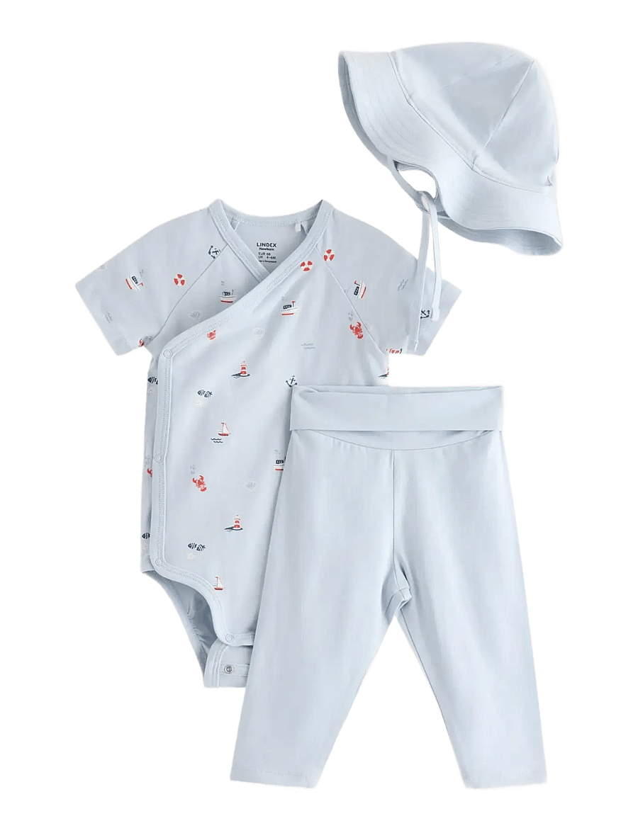 Lindex - 3-piece baby starter kit - einkaufen nach alter von - dusty blue - 0