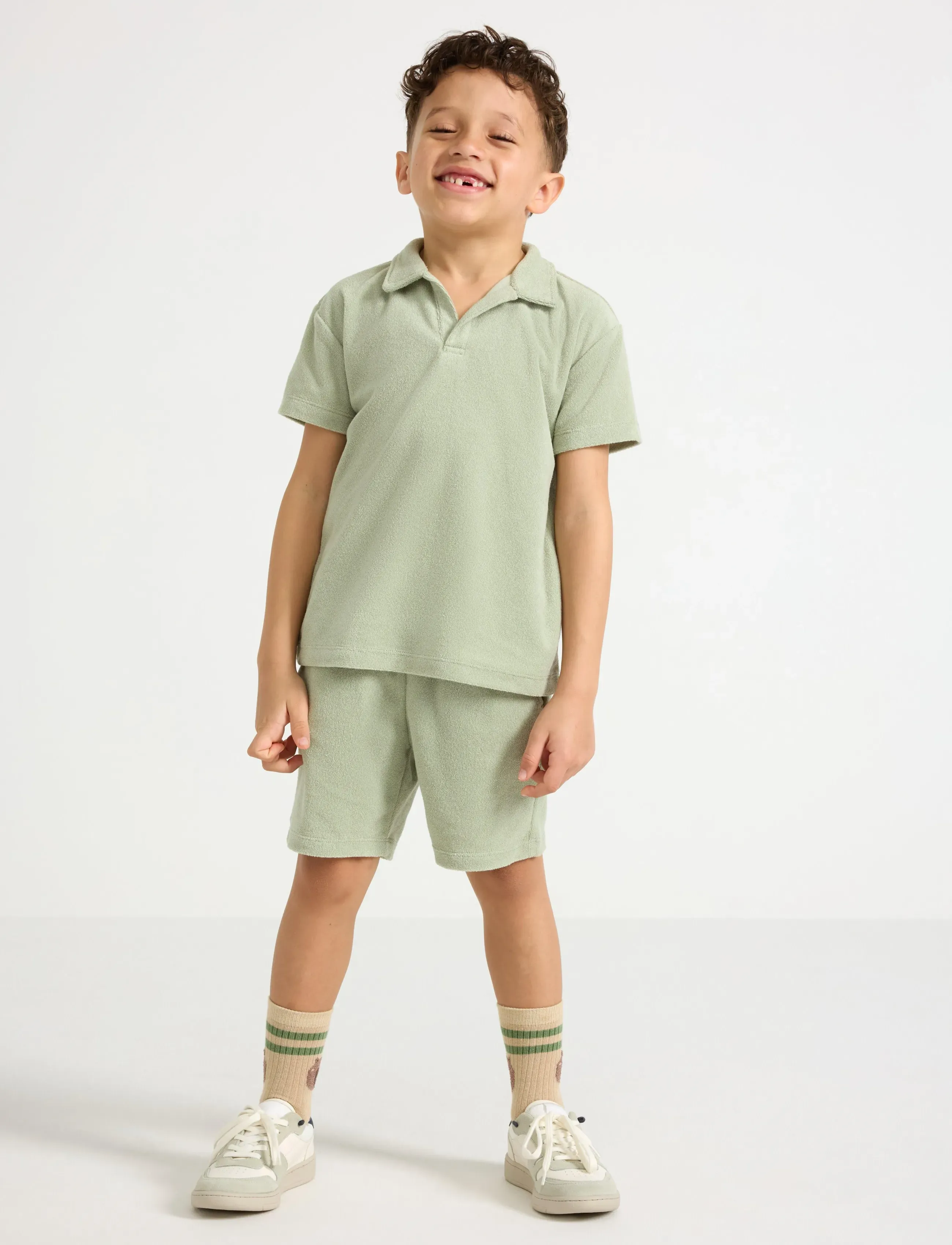 Lindex Shorts in terry - Shorts - DUSTY GREEN / green