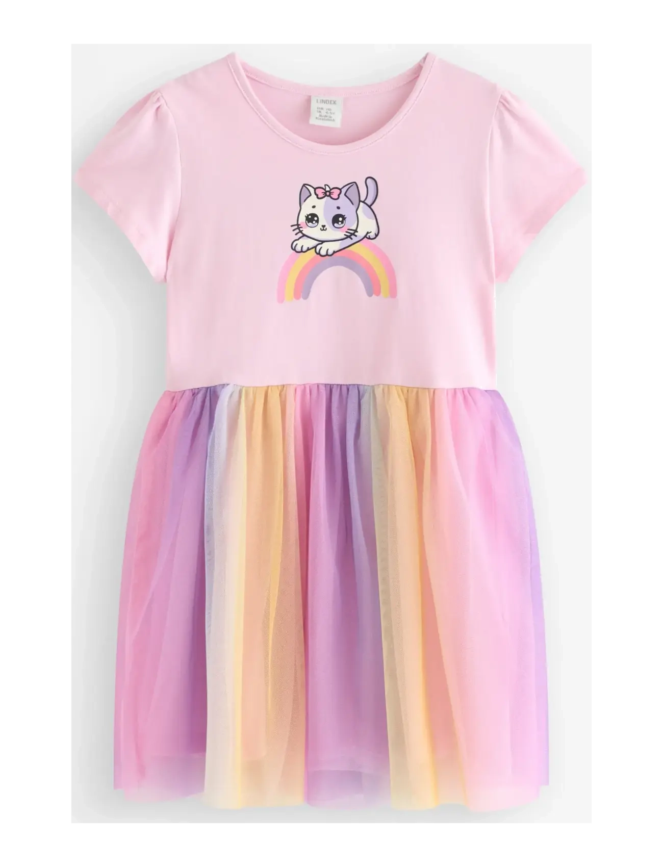 LINDEX Kleid With Mesh Rock Pink - 128 - Kinder
