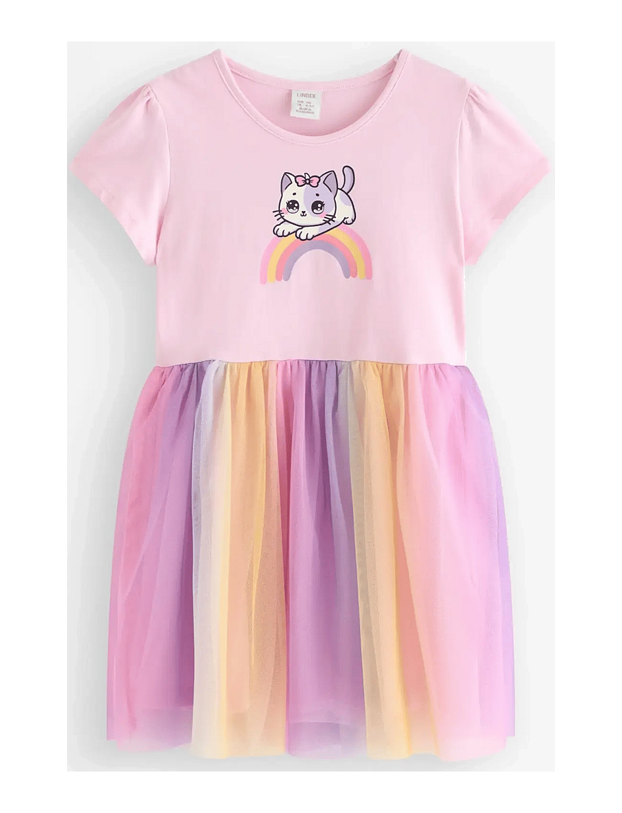 Lindex - Dress with mesh skirt - lyhythihaiset arkimekot - light pink - 1