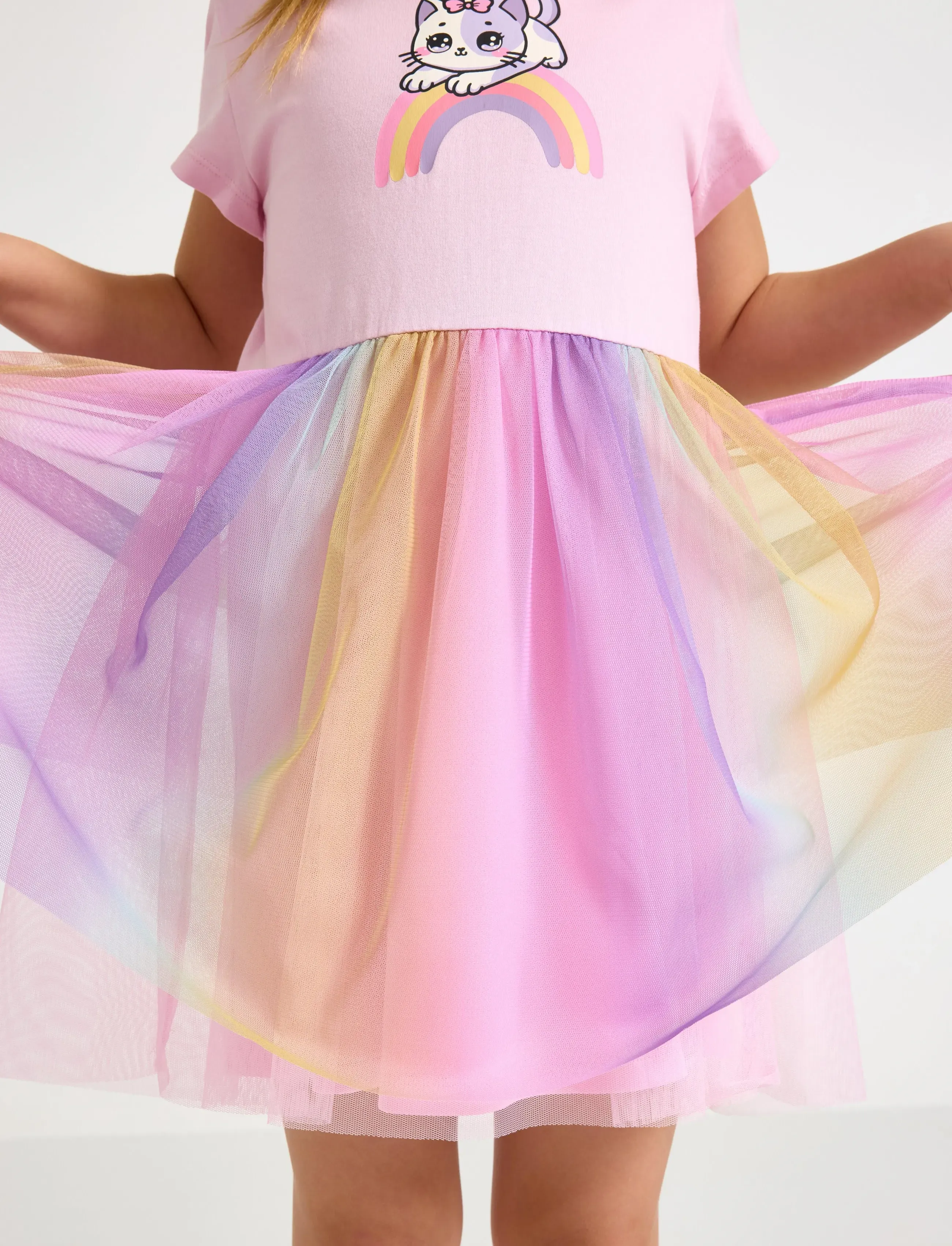 Lindex - Dress with mesh skirt - kortærmede hverdagskjoler - light pink - 4