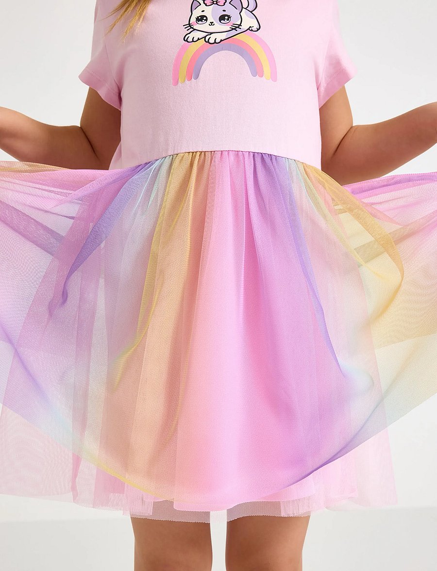 Lindex - Dress with mesh skirt - lyhythihaiset arkimekot - light pink - 4