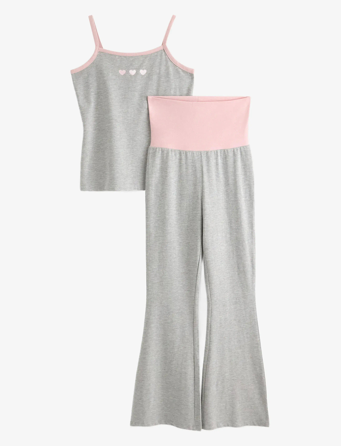 Lindex - 2pack strap tank top and yoga - set med kortärmad t-shirt - light grey melange - 1