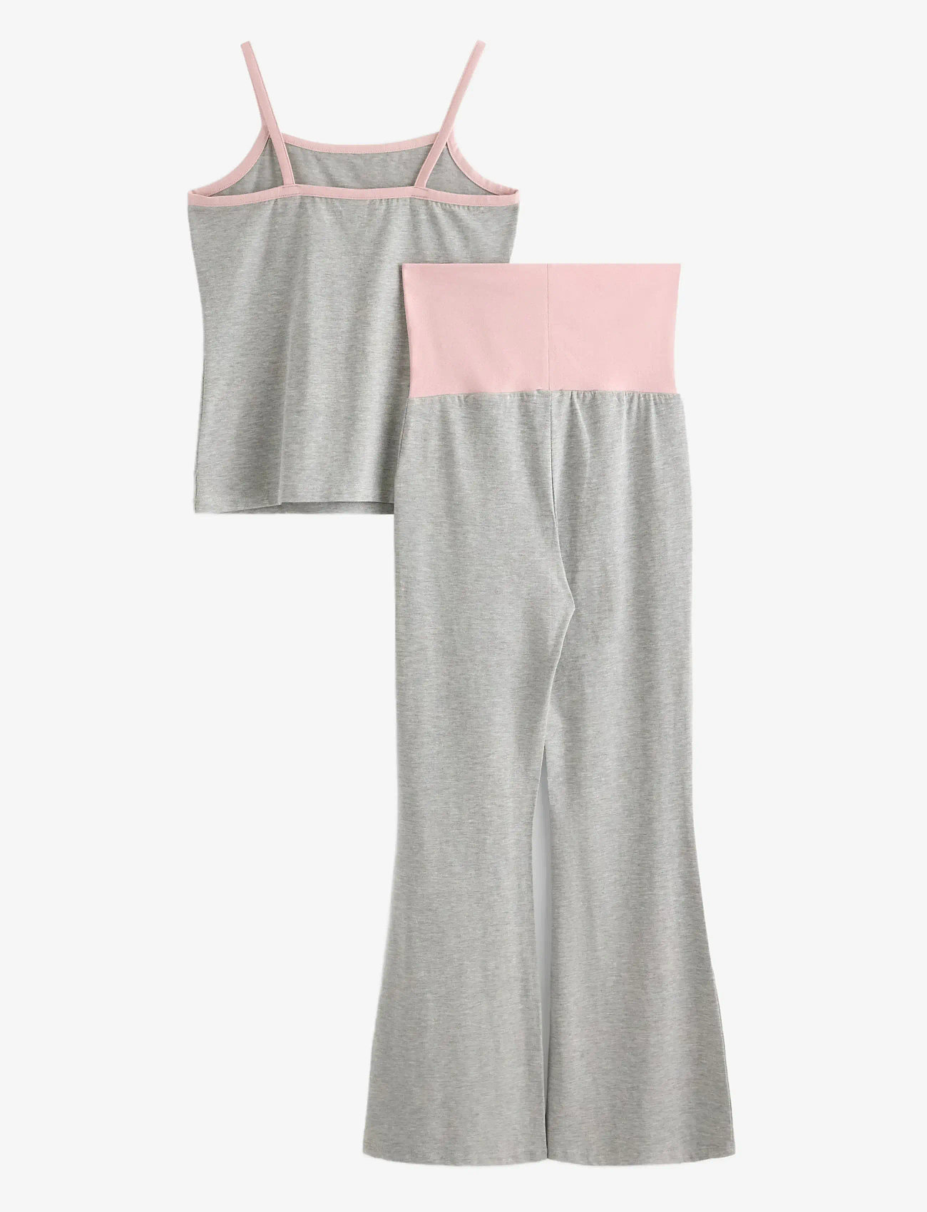 Lindex - 2pack strap tank top and yoga - set med kortärmad t-shirt - light grey melange - 2