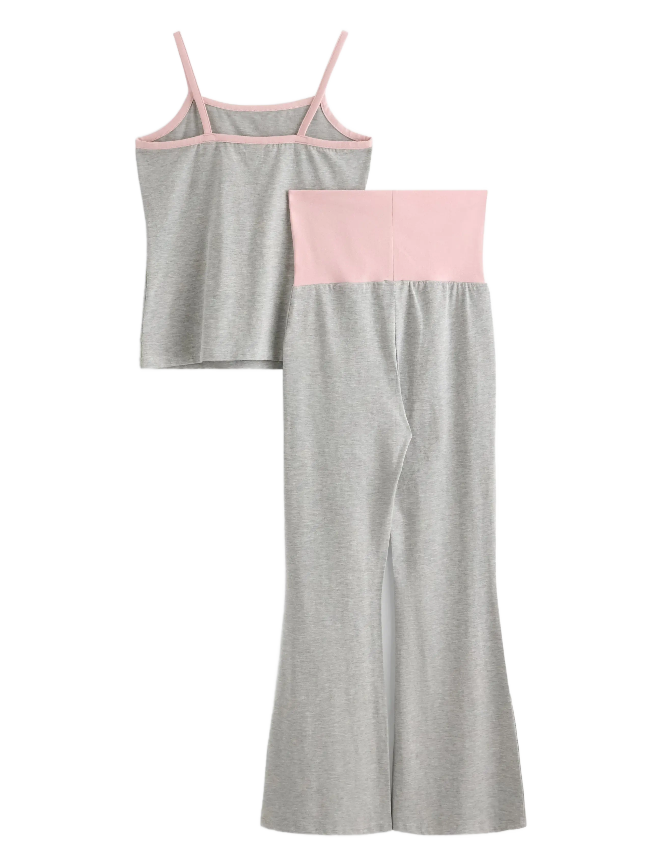Lindex - 2pack strap tank top and yoga - set med kortärmad t-shirt - light grey melange - 2