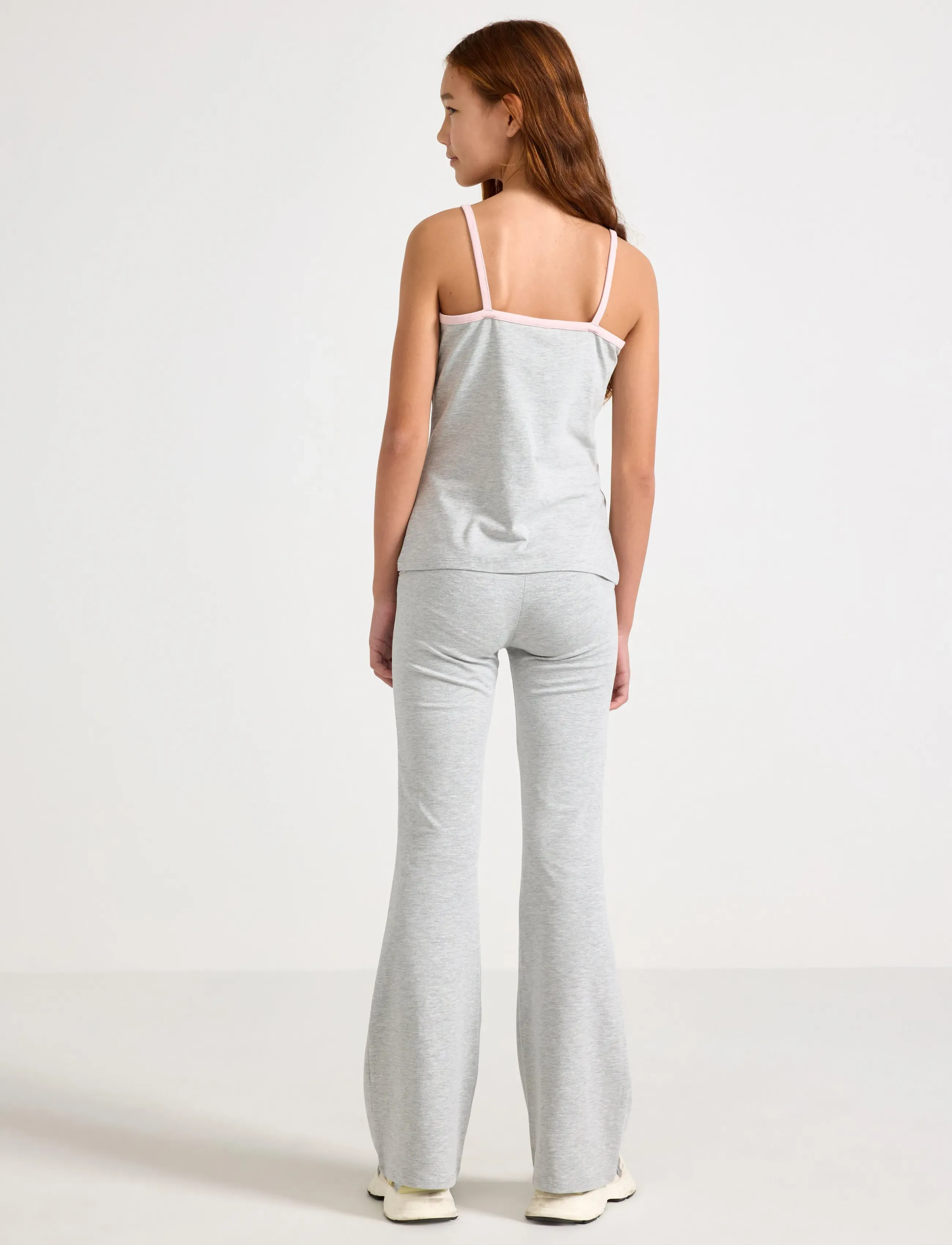 Lindex - 2pack strap tank top and yoga - set med kortärmad t-shirt - light grey melange - 3