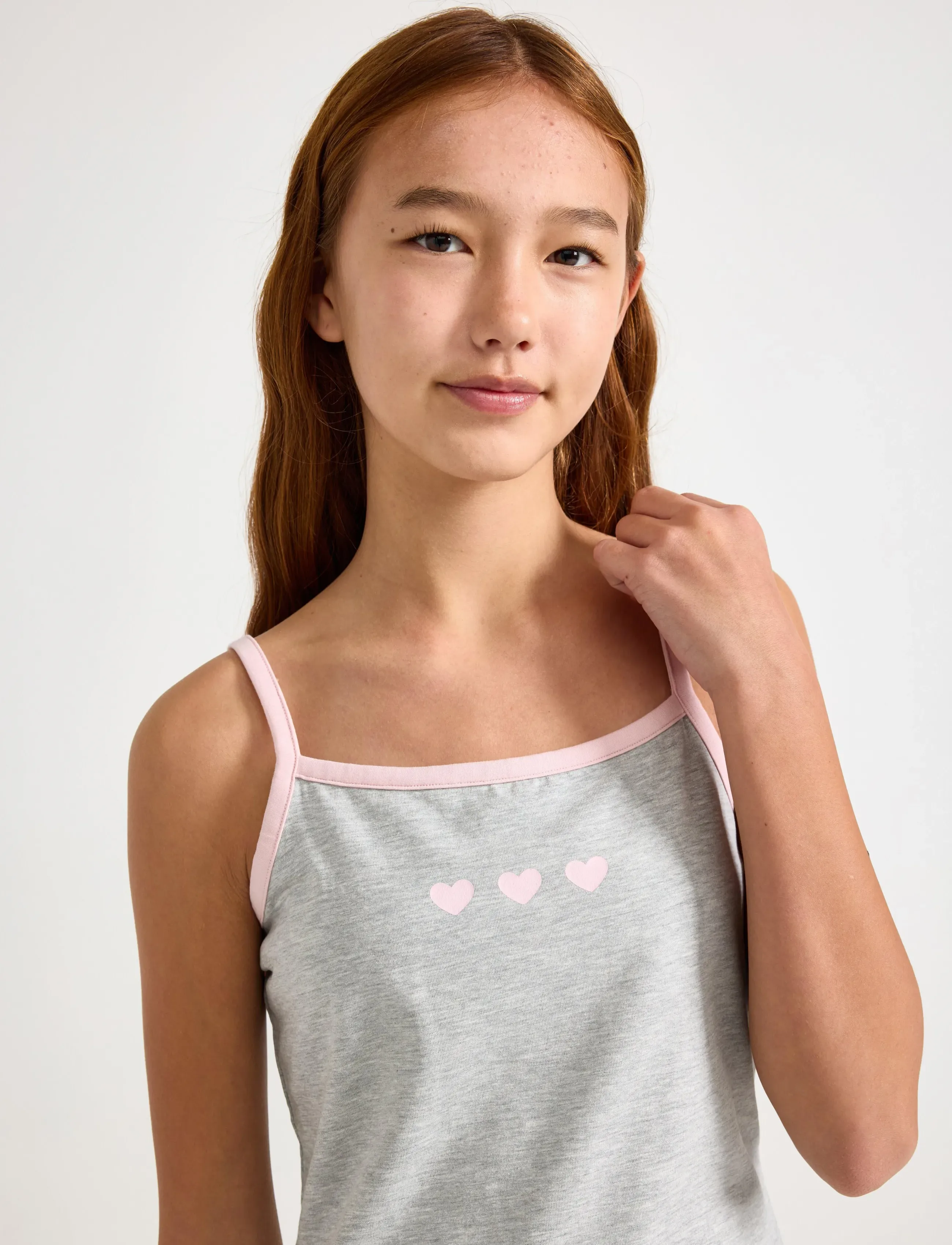 Lindex - 2pack strap tank top and yoga - set med kortärmad t-shirt - light grey melange - 4