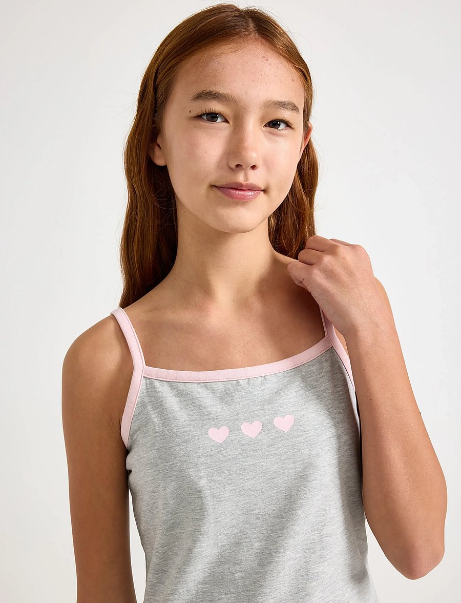 Lindex - 2pack strap tank top and yoga - sets mit kurzärmeligem t-shirt - light grey melange - 4