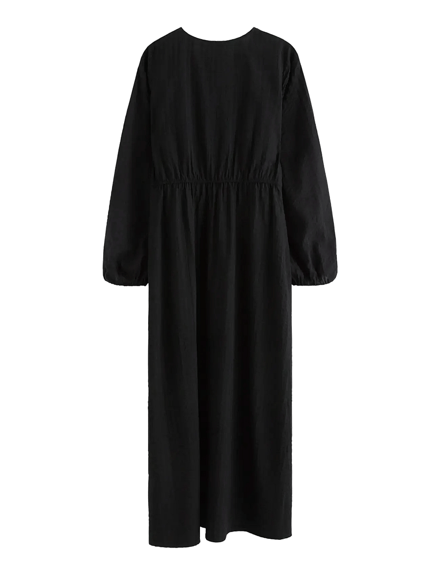 Lindex - Long-sleeved midi dress in seersucker - sommerkjoler - black - 2