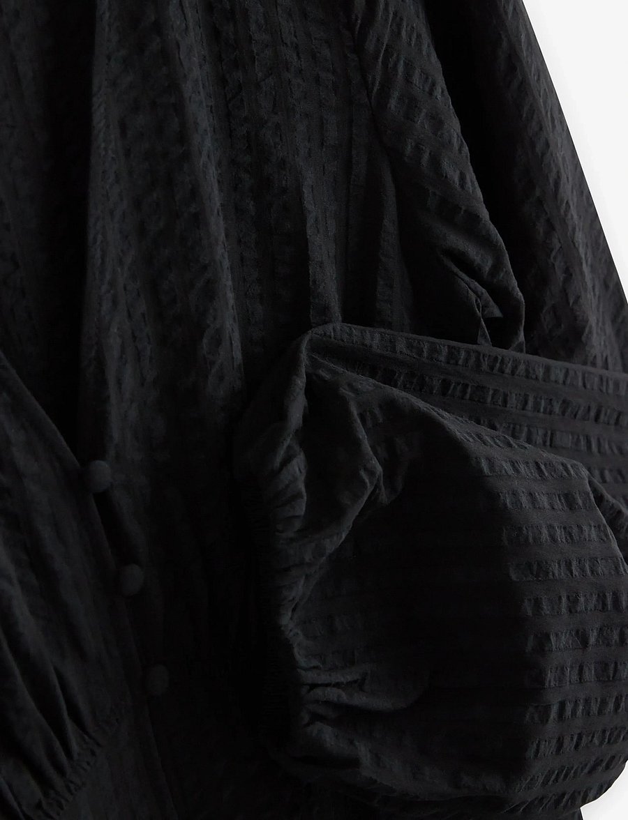 Lindex - Long-sleeved midi dress in seersucker - sommerkjoler - black - 5