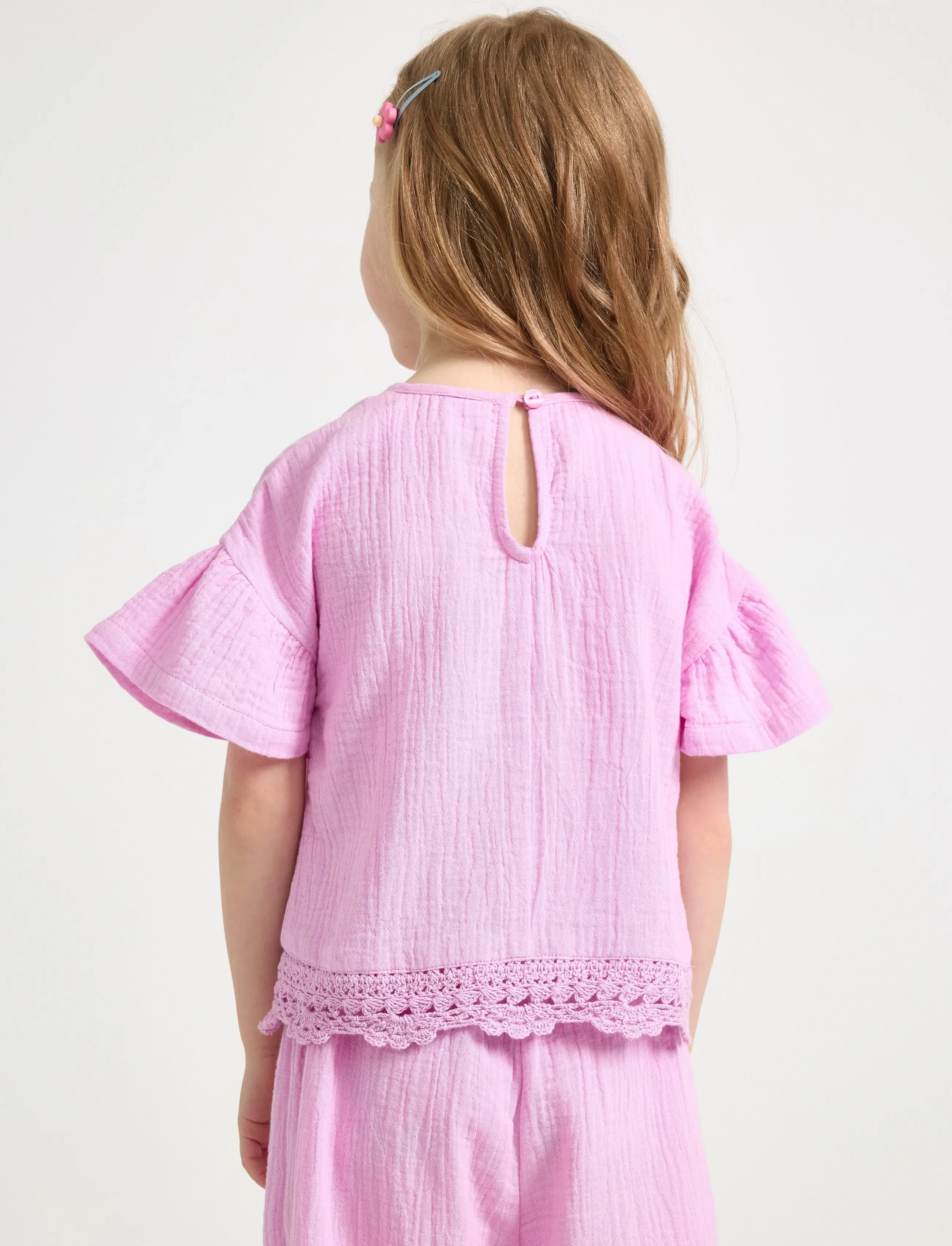 Lindex - Short-sleeved top in cotton gauze - kortærmede t-shirts - light lilac - 3