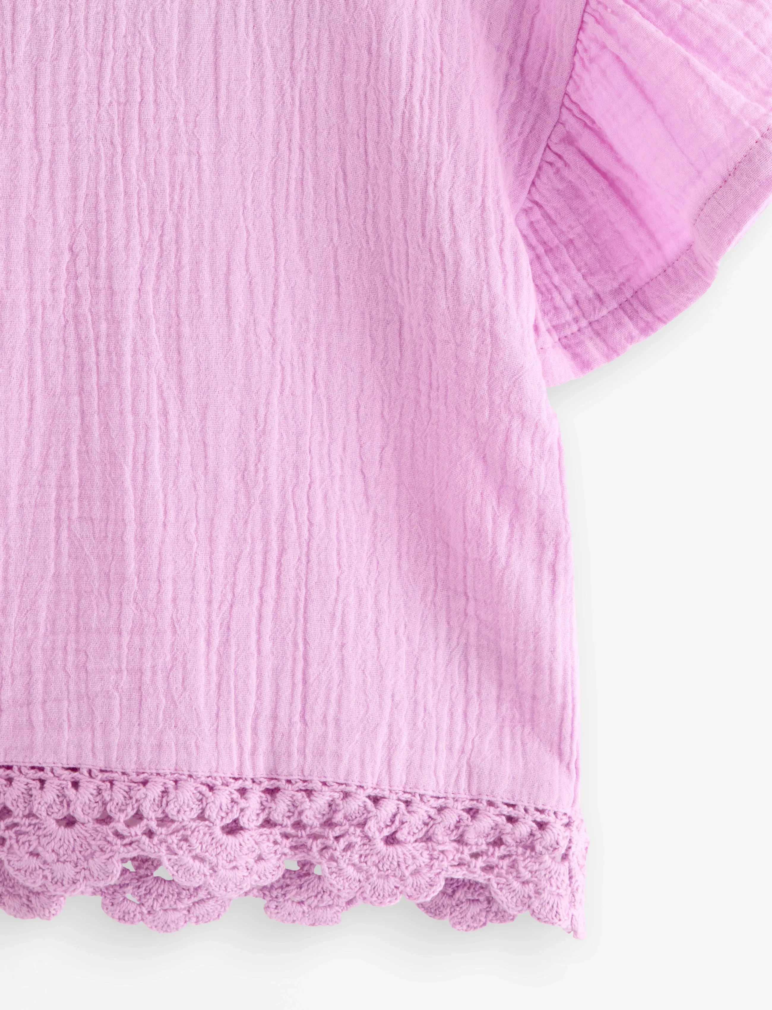 Lindex - Short-sleeved top in cotton gauze - kortærmede t-shirts - light lilac - 5