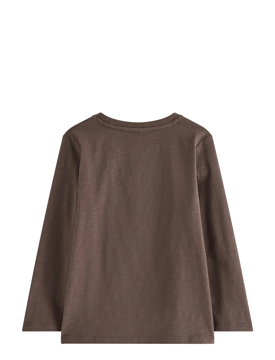 Lindex - Long sleeved top in slub jersey - dark dusty brown - 2