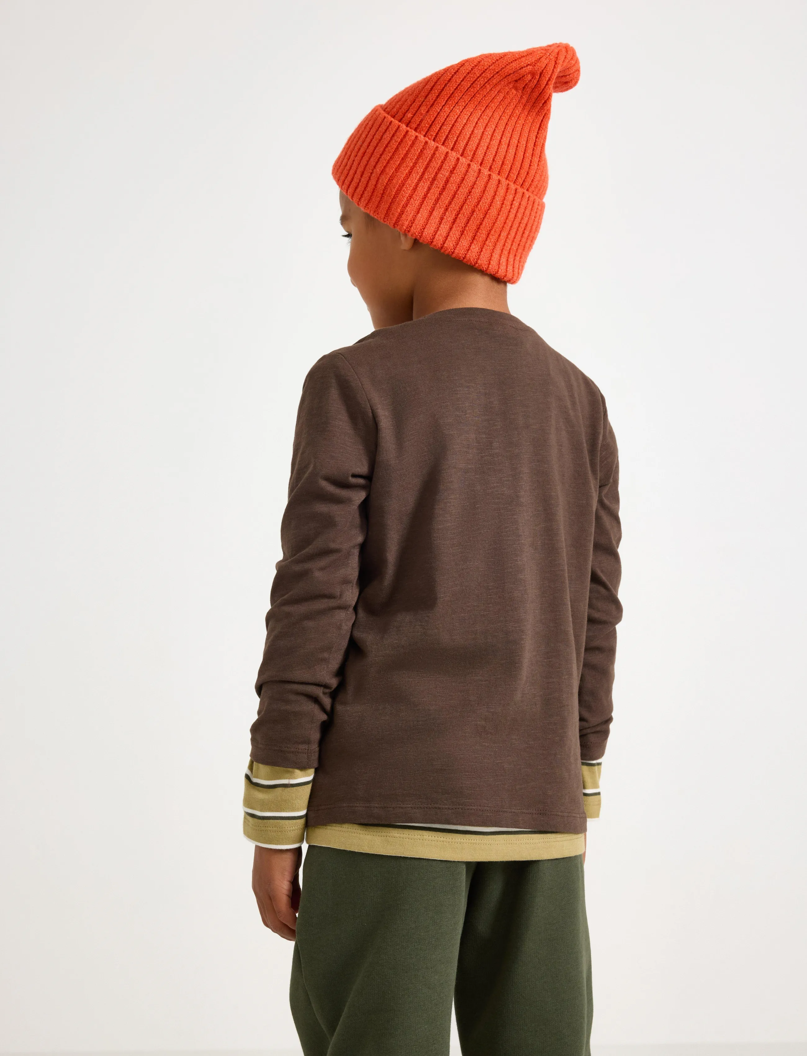 Lindex - Long sleeved top in slub jersey - dark dusty brown - 3