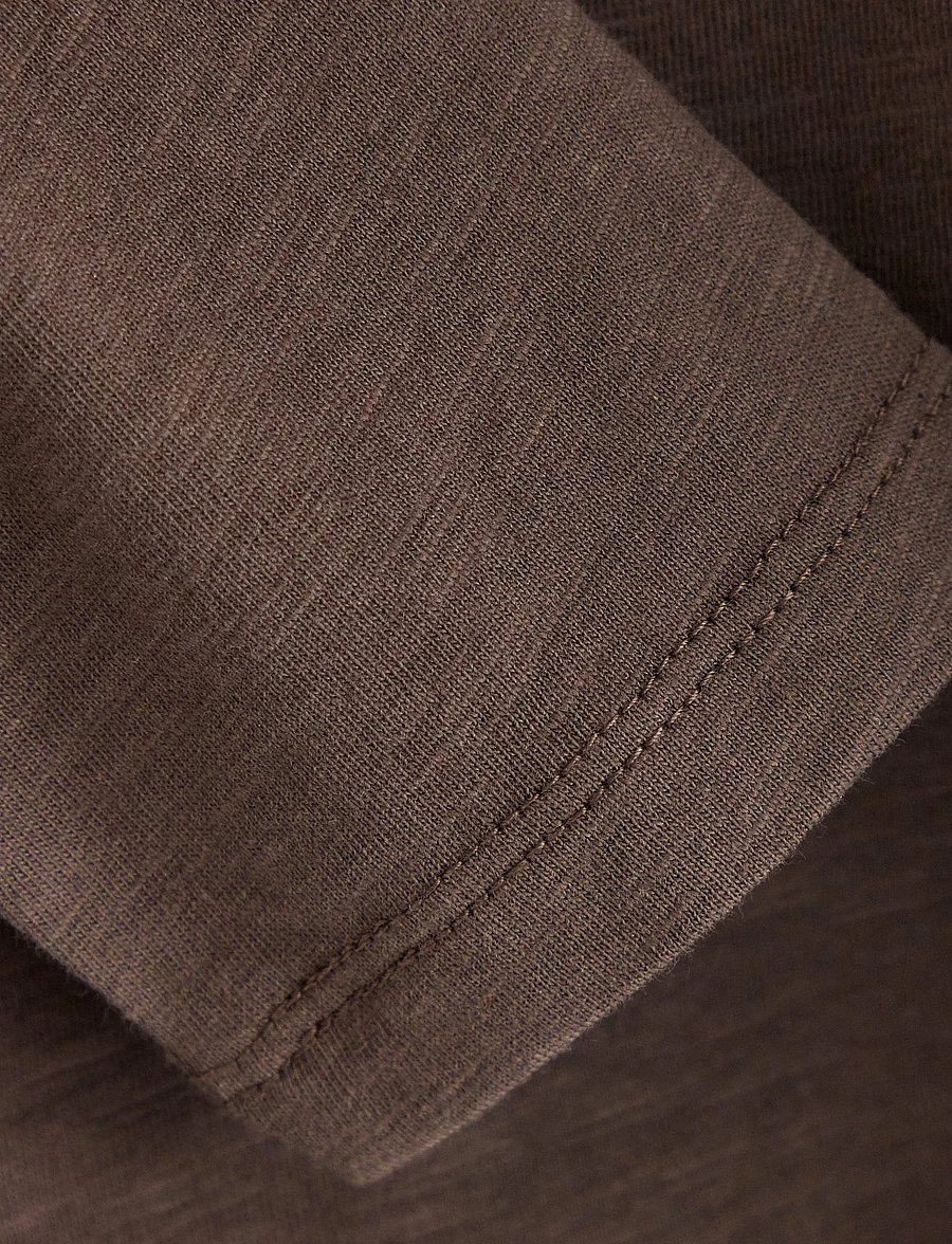 Lindex - Long sleeved top in slub jersey - dark dusty brown - 5