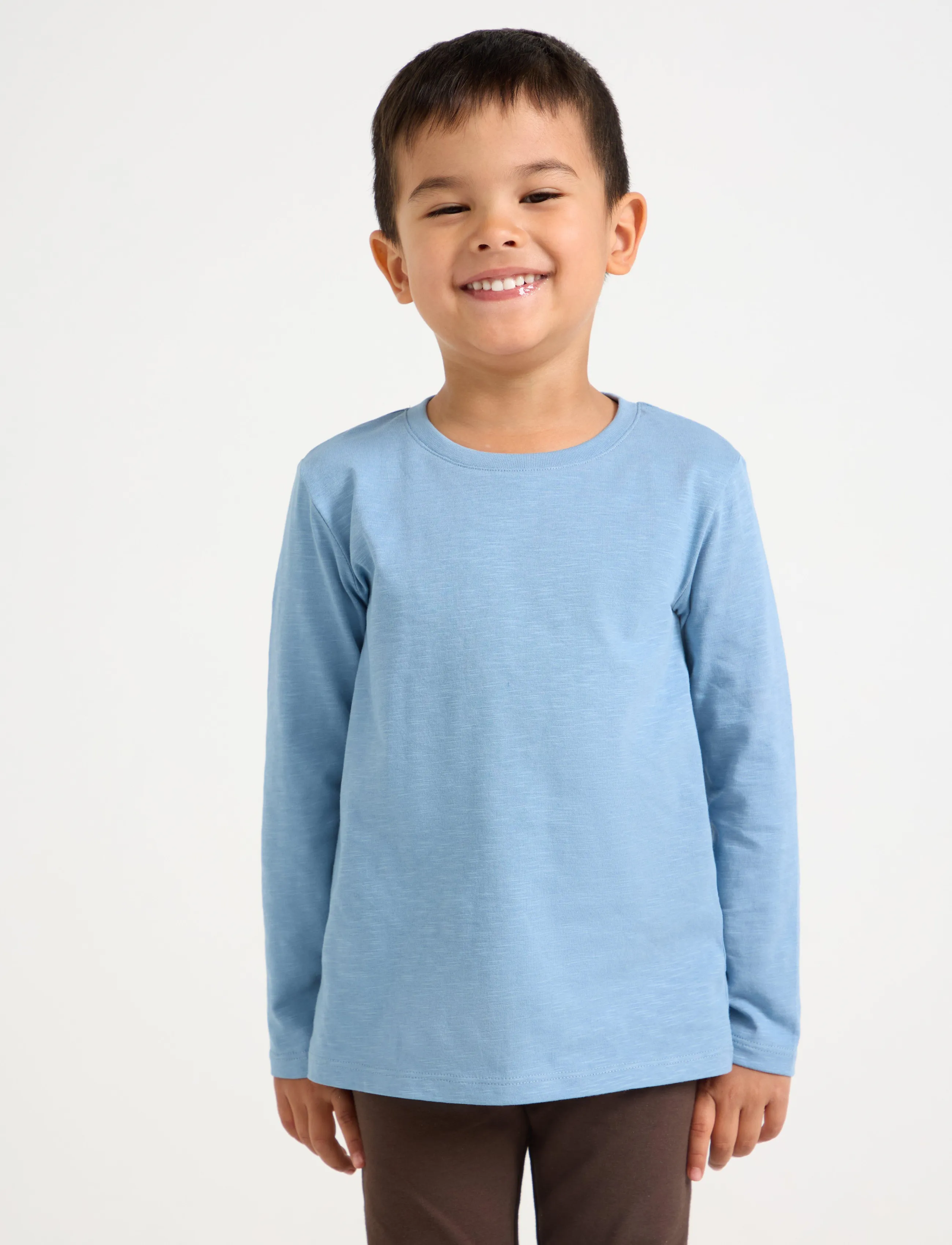 Lindex Long Sleeved Top In Slub Jersey, Børn, Langærmet Top, Blå, Str: 134