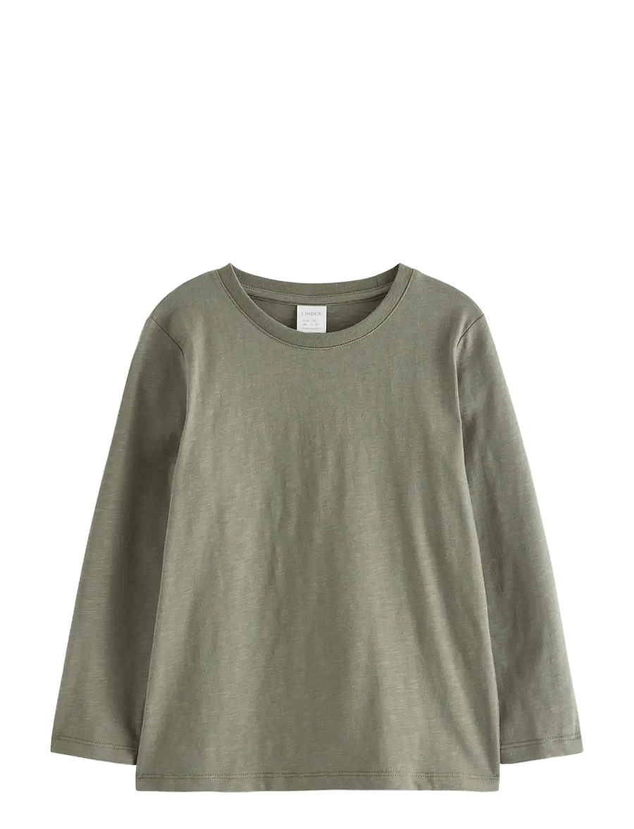 Lindex - Long sleeved top in slub jersey - lt dusty khaki - 0