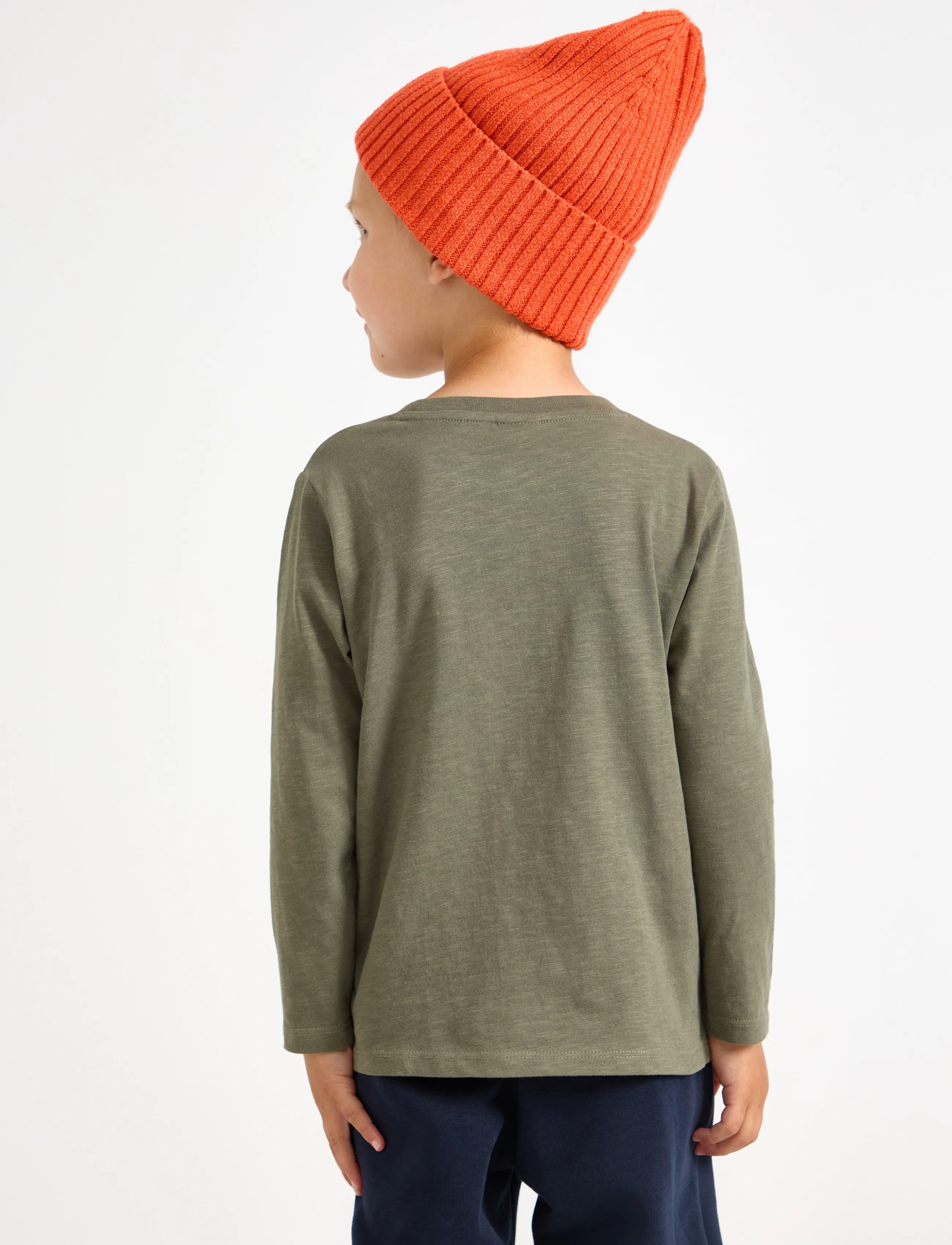Lindex - Long sleeved top in slub jersey - långärmade t-shirts - lt dusty khaki - 3