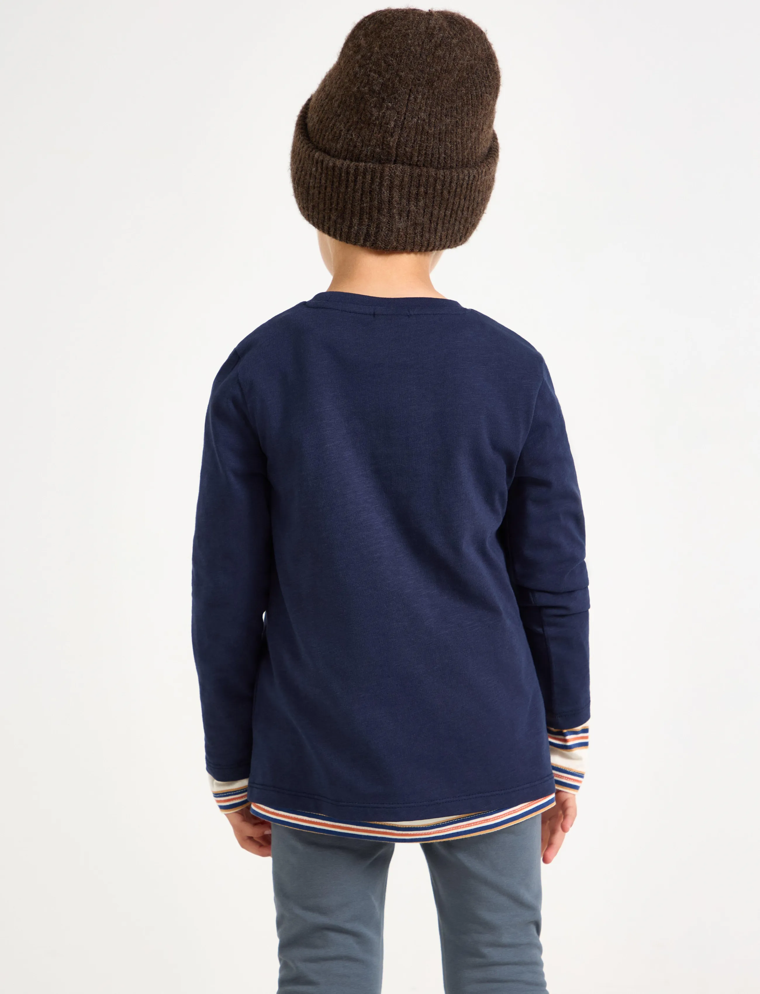 Lindex - Long sleeved top in slub jersey - långärmade t-shirts - navy - 3