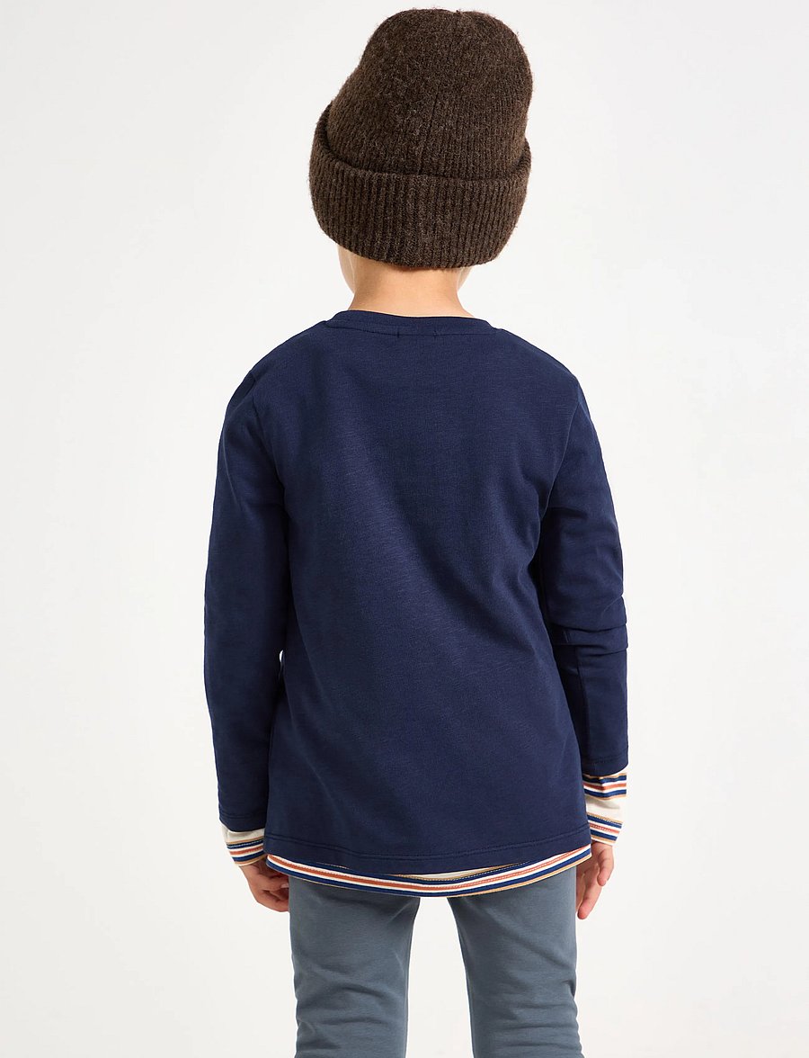 Lindex - Long sleeved top in slub jersey - långärmade t-shirts - navy - 3
