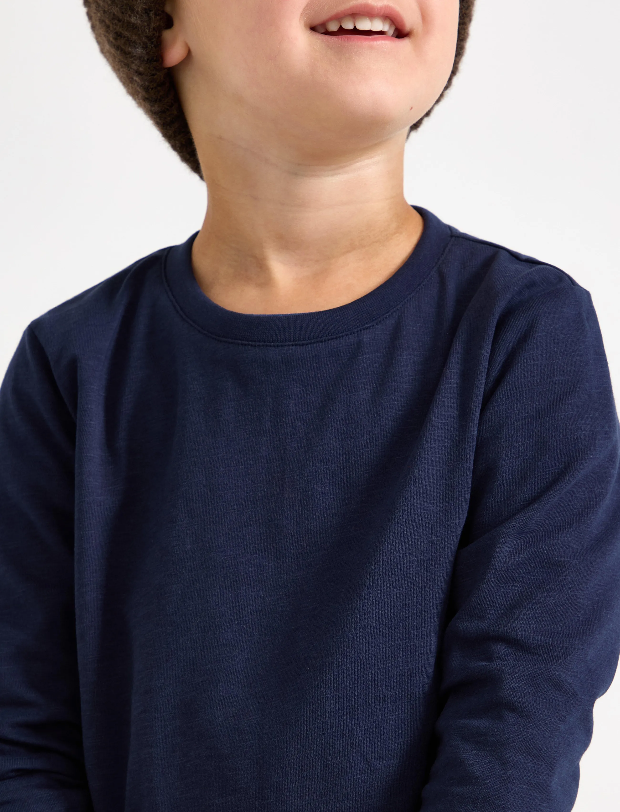 Lindex - Long sleeved top in slub jersey - långärmade t-shirts - navy - 4