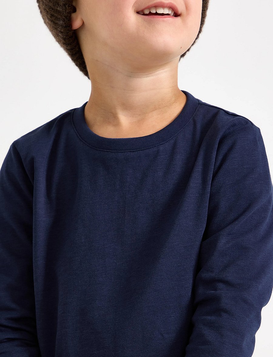 Lindex - Long sleeved top in slub jersey - långärmade t-shirts - navy - 4