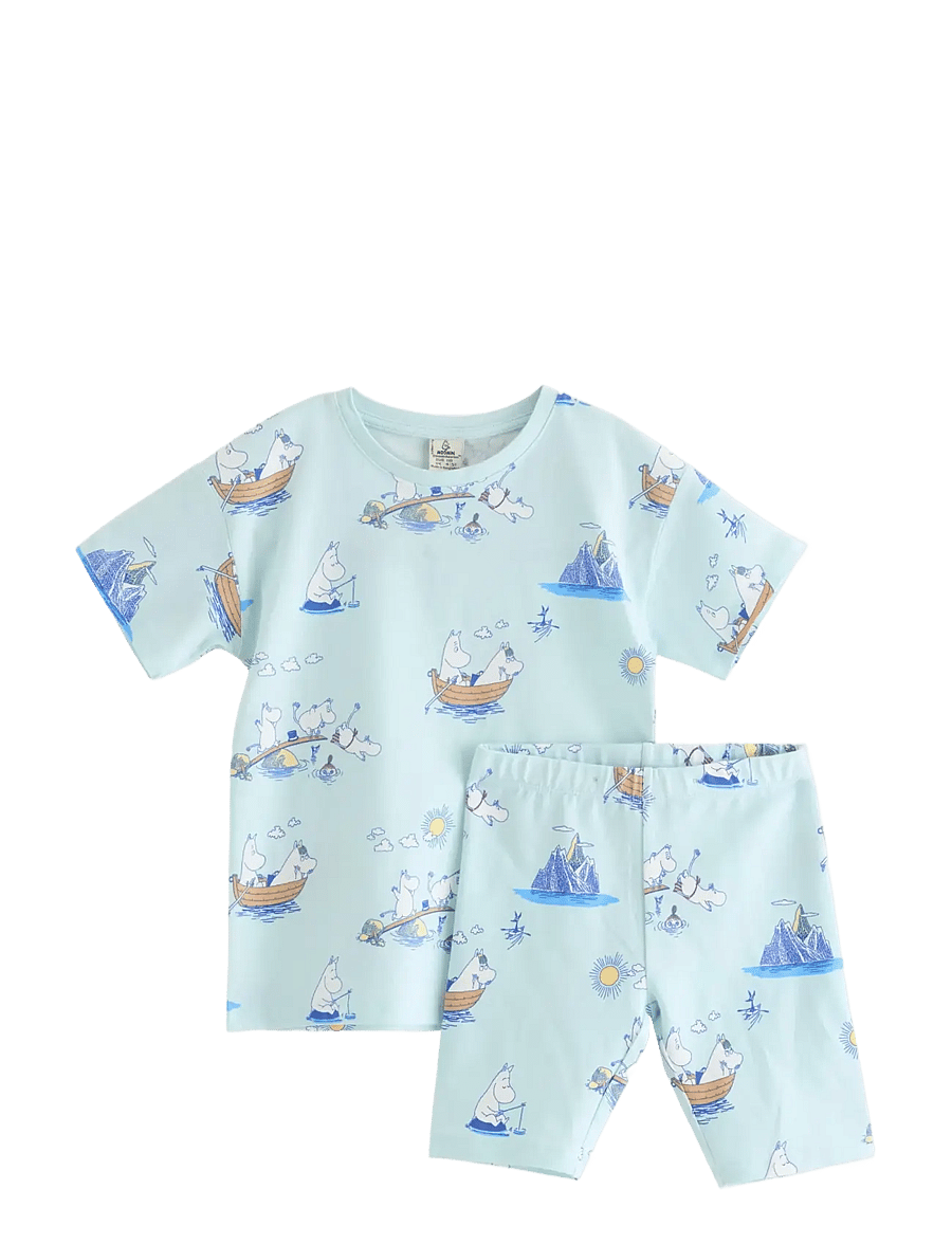 Lindex - Moomin set - sets mit kurzärmeligem t-shirt - light aqua - 1